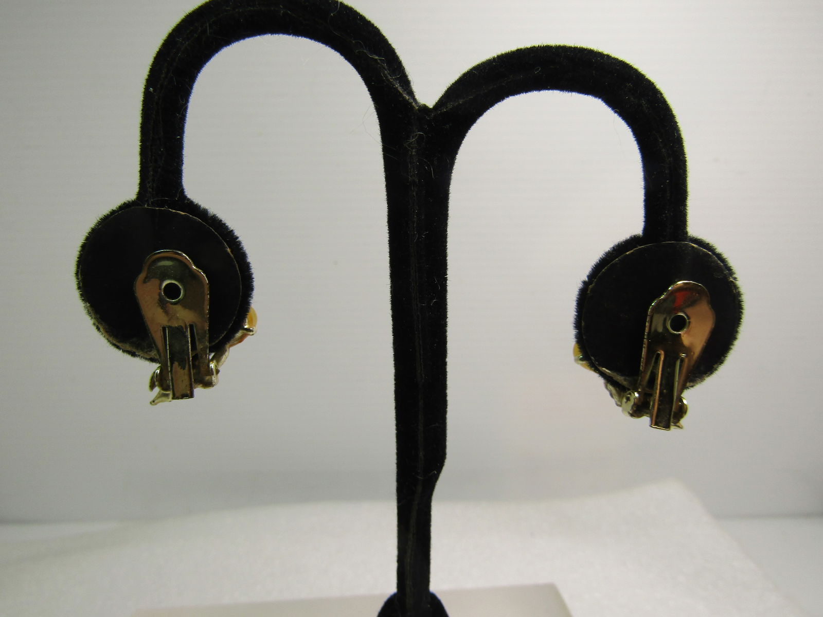 Vintage Thermoset Floral Stem Clip Earrings, Orange/Yellow/Peach, 1950's-1960's - 4