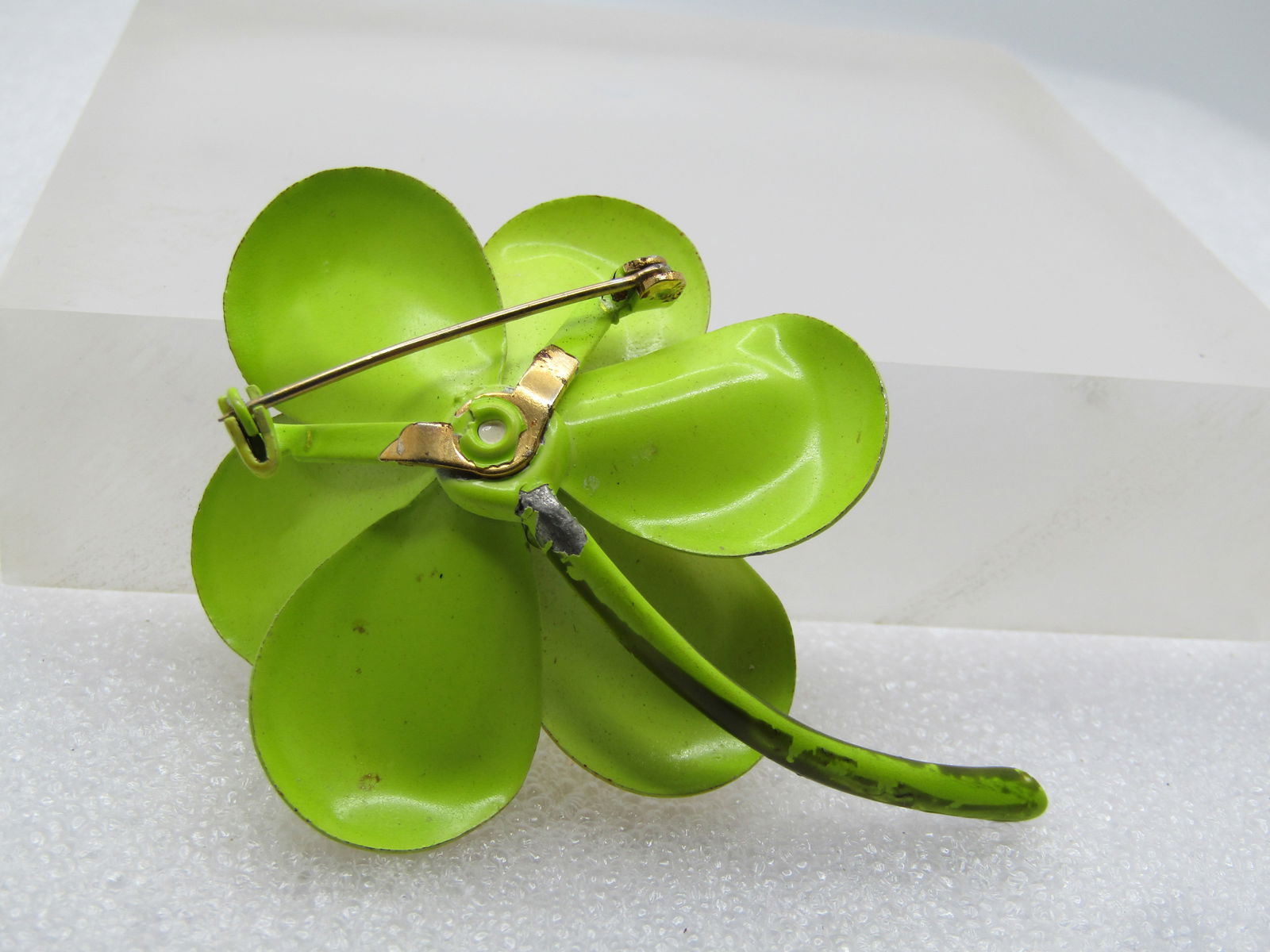 Vintage Yellow Enameled Floral Stem Brooch, 1960's - 4