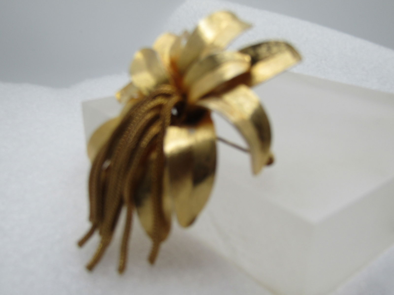 Vintage Floral Blossom Brooch with Foxtail Chain Tassels, 1960's - 2