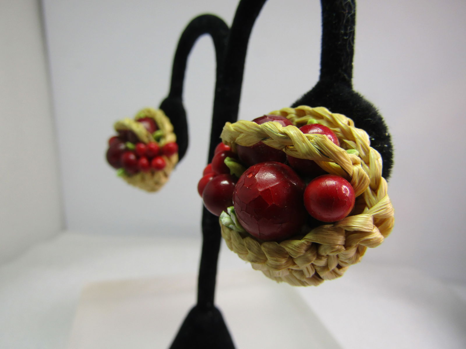 Vintage Fruit Basket Clip Earrings, W. Germany, Mid-Century - 2