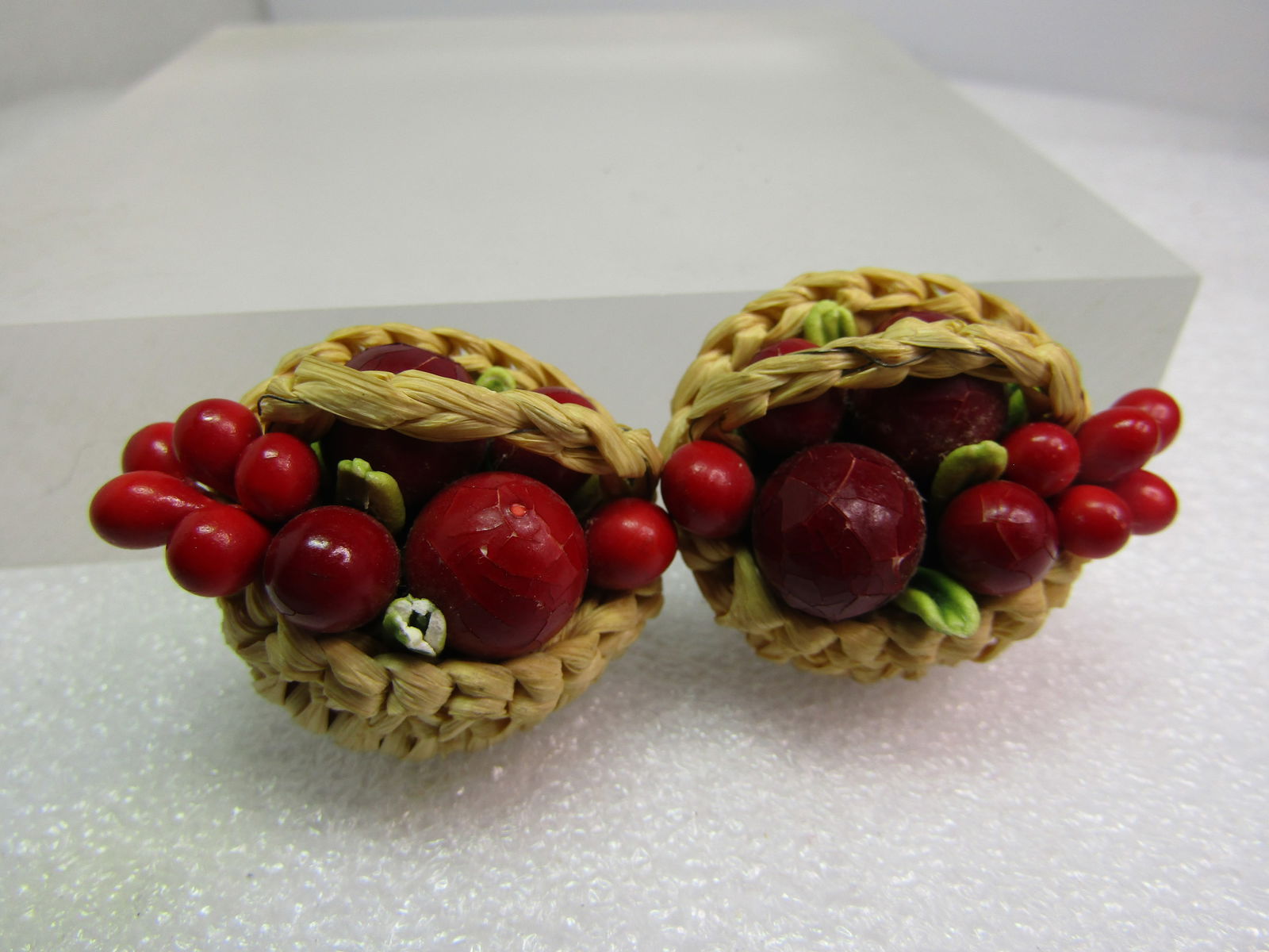Vintage Fruit Basket Clip Earrings, W. Germany, Mid-Century - 6