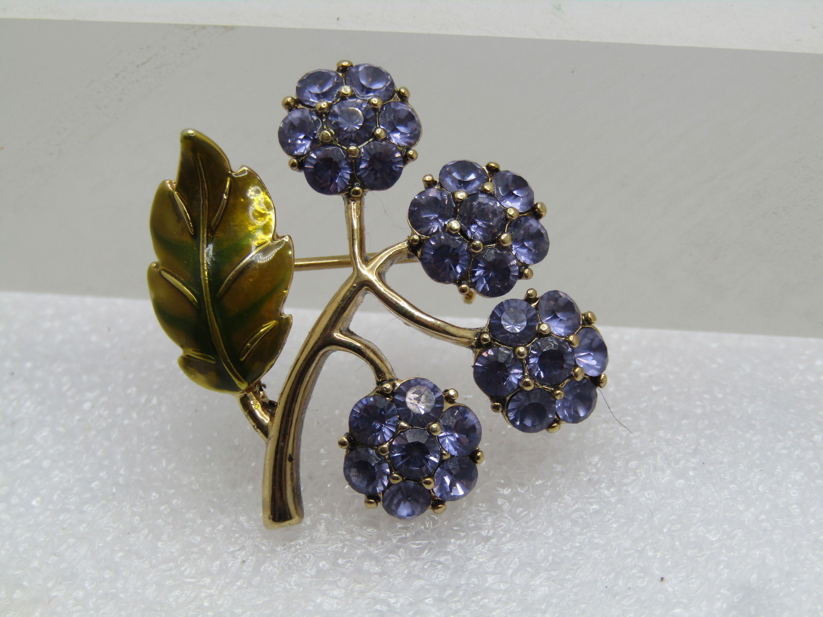 Vintage Purple Enameled Floral Stem Brooch, 1960's - 2