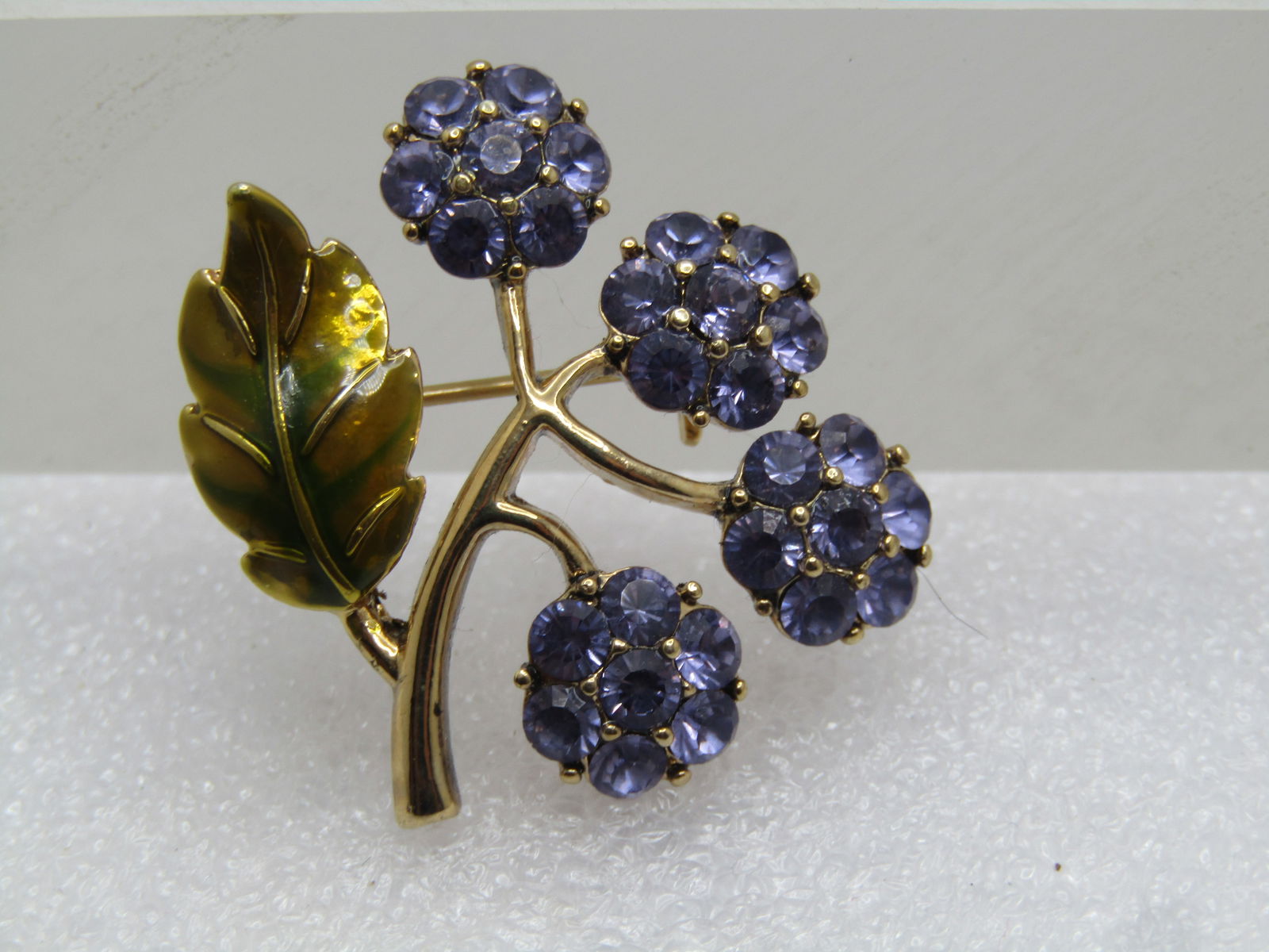 Vintage Purple Enameled Floral Stem Brooch, 1960's - 3