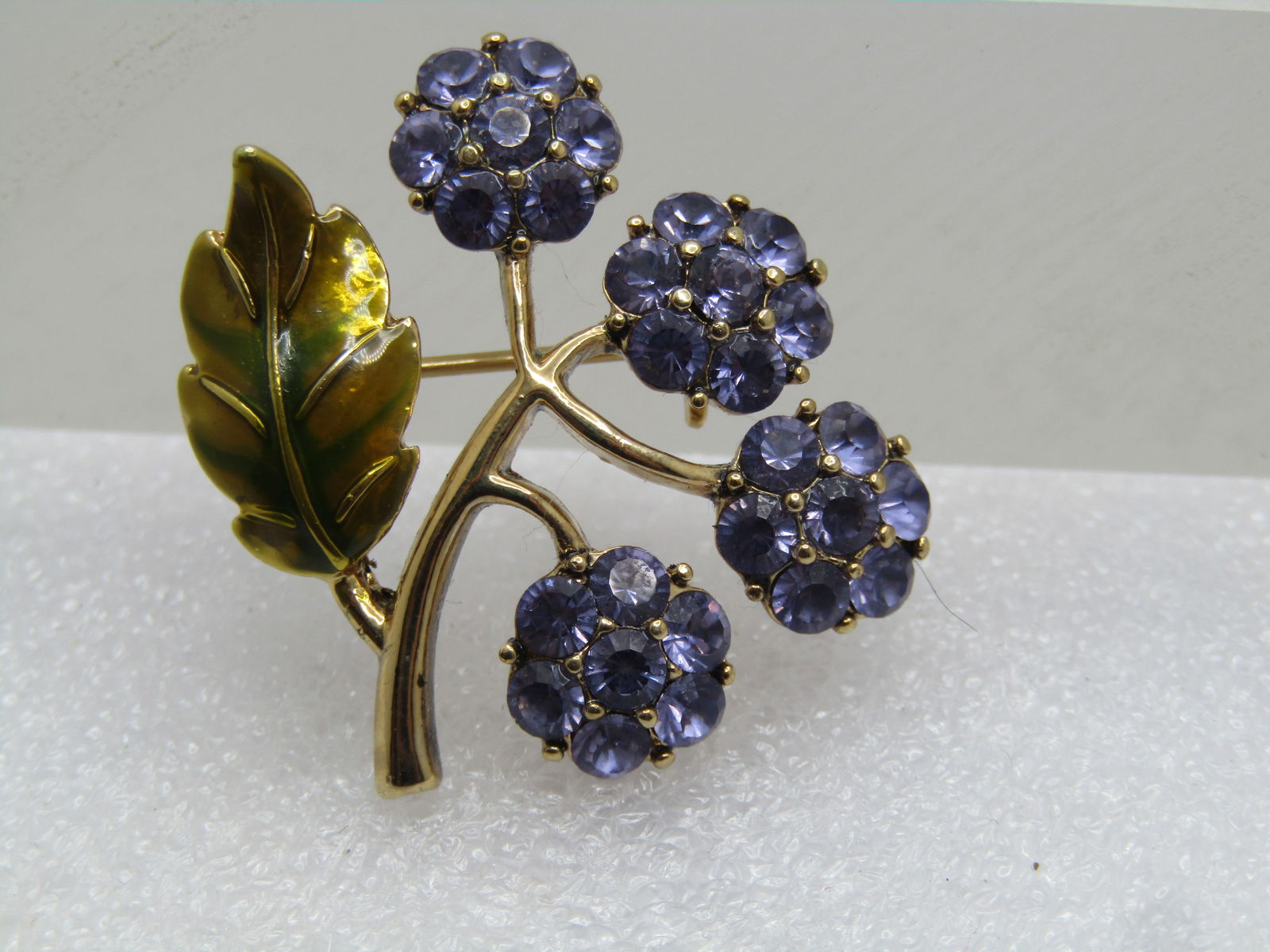 Vintage Purple Enameled Floral Stem Brooch, 1960's - 4
