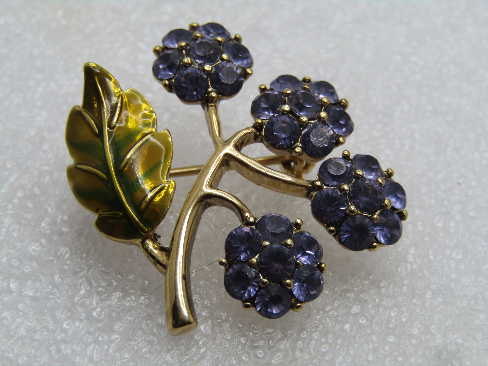Vintage Purple Enameled Floral Stem Brooch, 1960's - 6