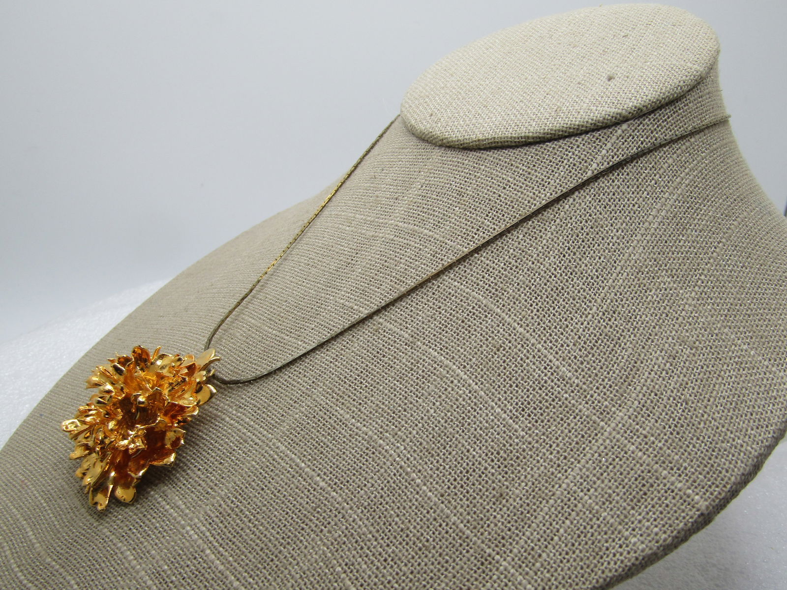 Vintage Gold tone Rustic Blossom Necklace, 16", 1970's - 2