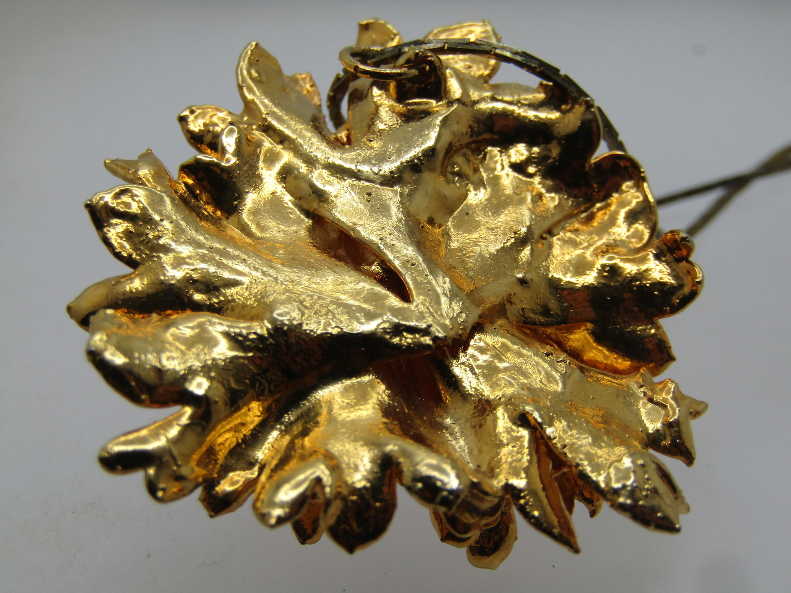 Vintage Gold tone Rustic Blossom Necklace, 16", 1970's - 5