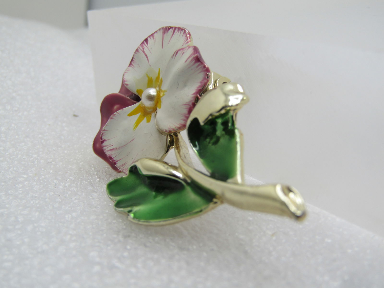 Vintage Enameled Painted Pansy Brooch, 1950's-1960's, Signed Gerry's. - 2