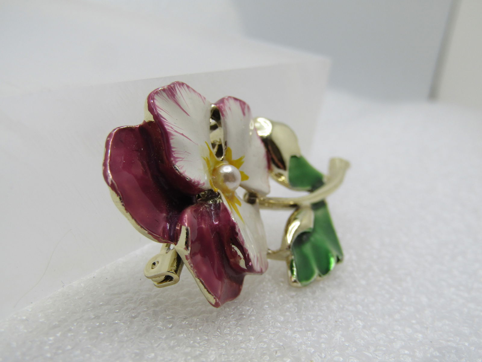 Vintage Enameled Painted Pansy Brooch, 1950's-1960's, Signed Gerry's. - 3