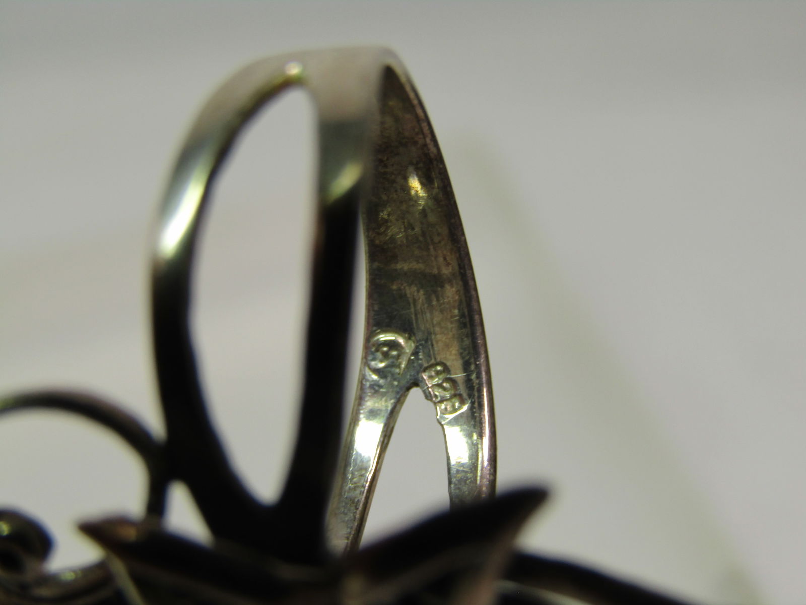 Vintage Sterling Long Floral Ring, Sz. 9.25. 1980's-1990's, Signed - 7