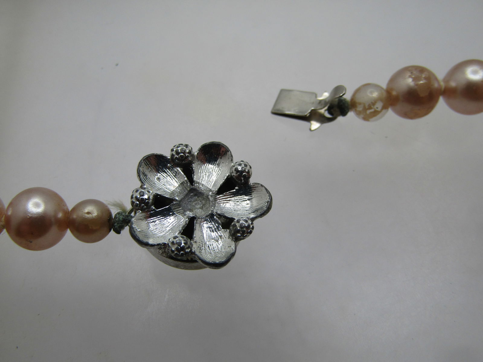 Vintage Blush Faux Pearl Necklace, 8mm 24", 1940's-1950's - 4