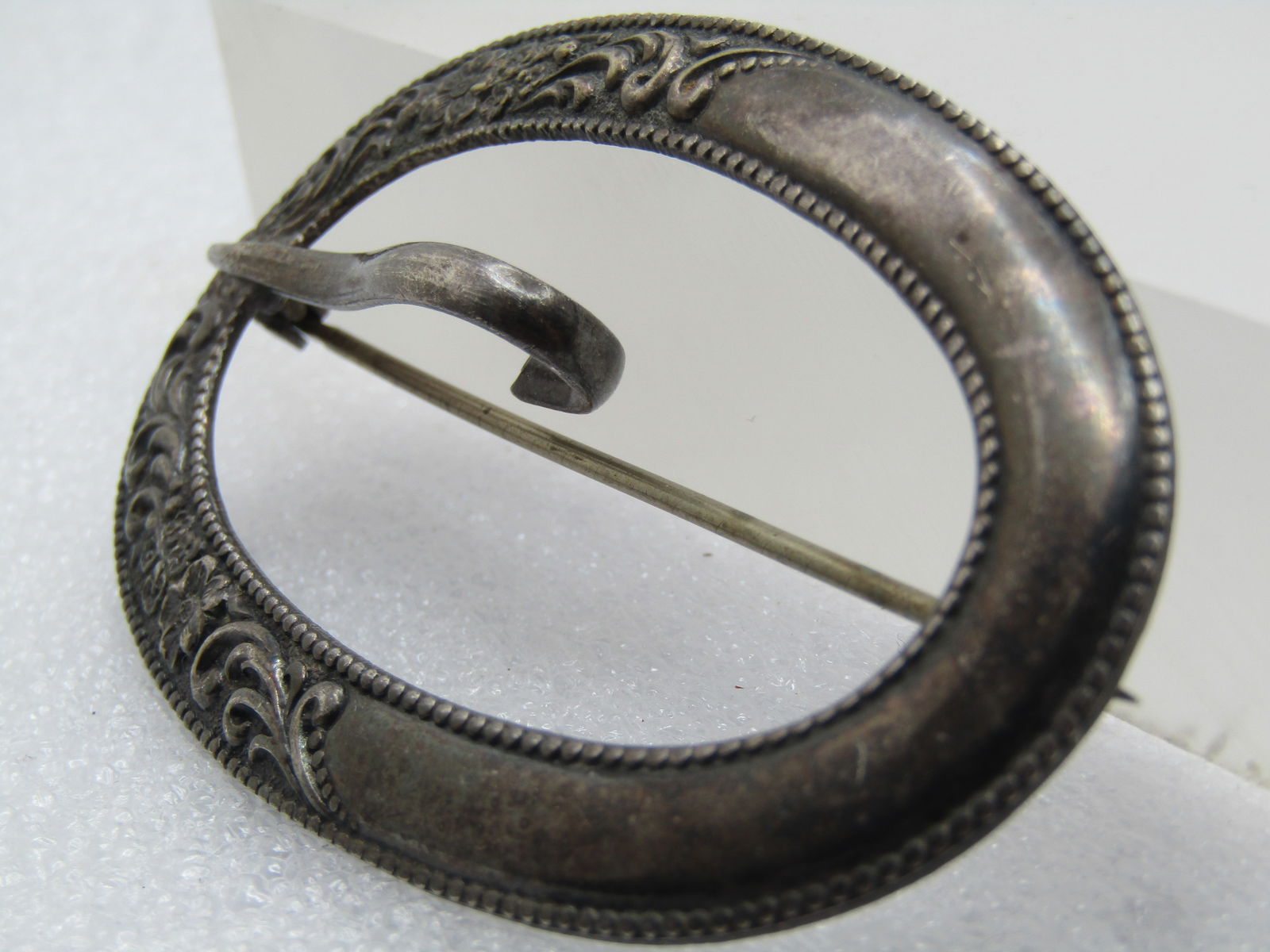 Antique Sterling Brooch/Sash Buckle, C-Clasp, Victorian to 1920's - 2