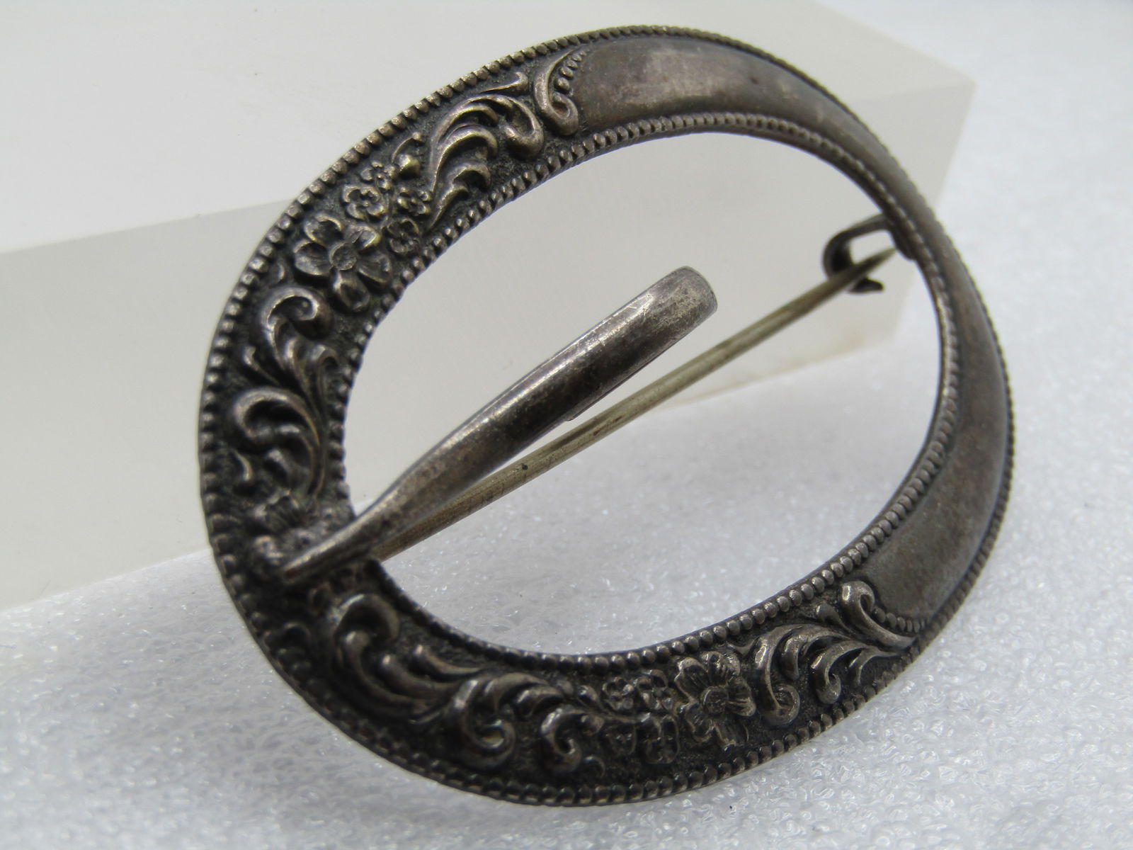 Antique Sterling Brooch/Sash Buckle, C-Clasp, Victorian to 1920's - 3