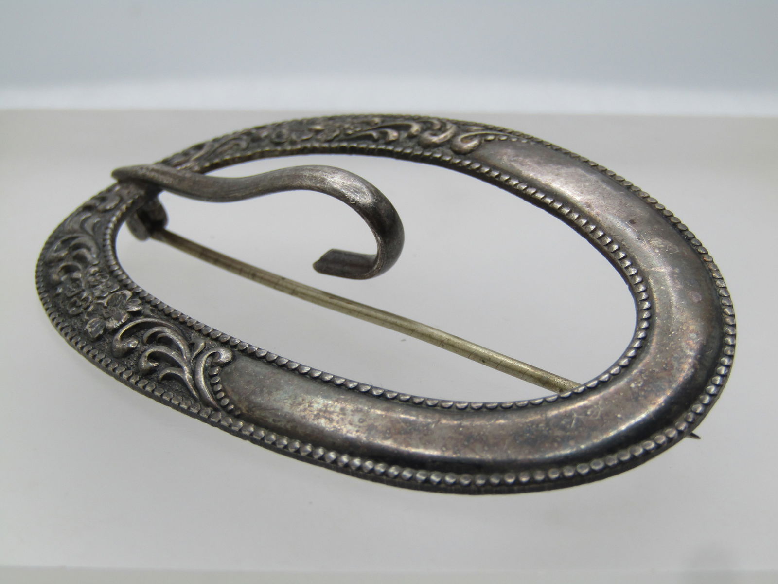 Antique Sterling Brooch/Sash Buckle, C-Clasp, Victorian to 1920's - 5