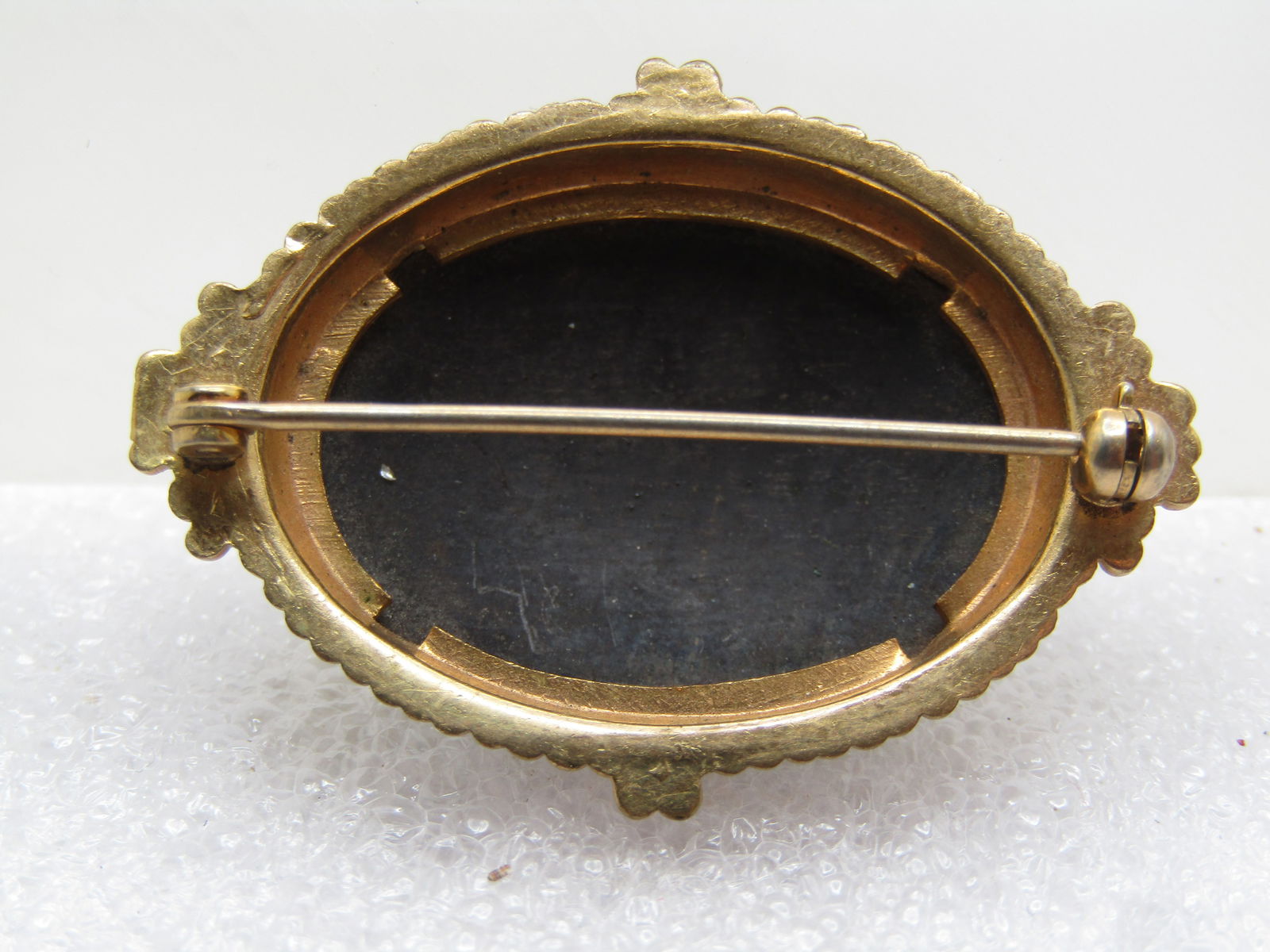 Vintage Rose Painted Black Glass Cameo Style Brooch, 1950's-1960's - 6