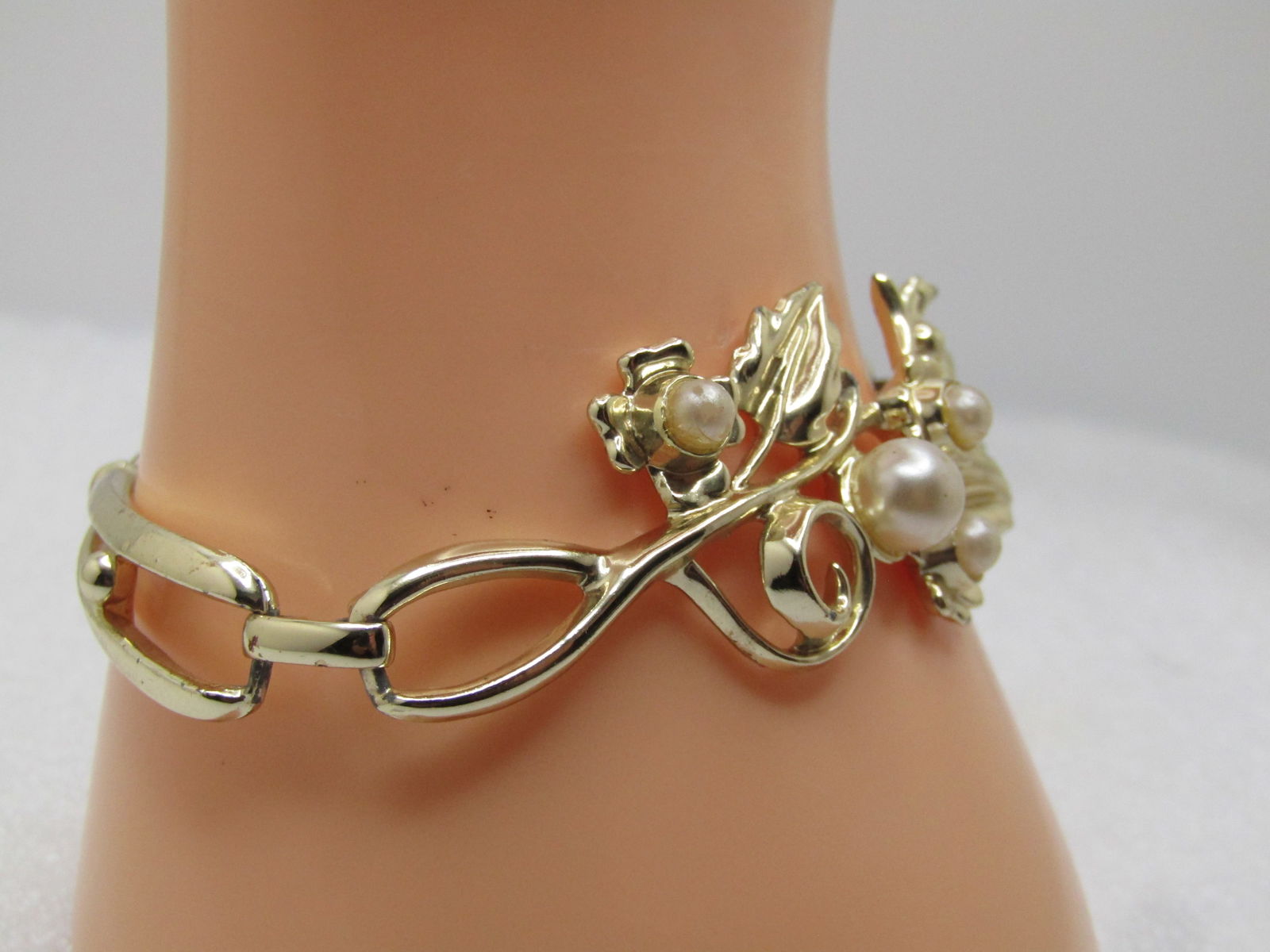 Vintage S&G Faux Pearl Bracelet, 1950's, 6.5" - 2