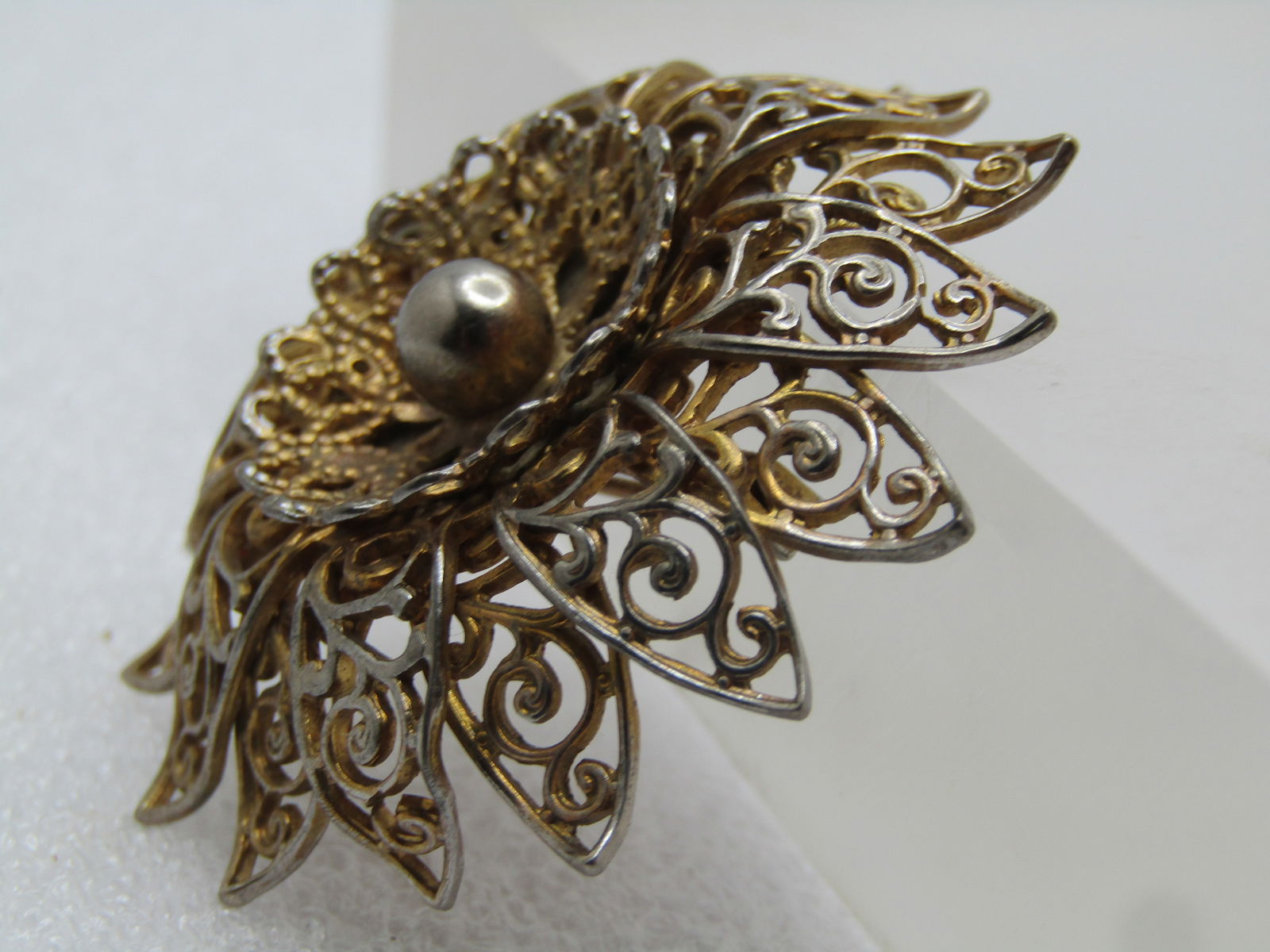 Vintage Floral and AB Rhinestone Drop Brooch, 1928 NOC - 2