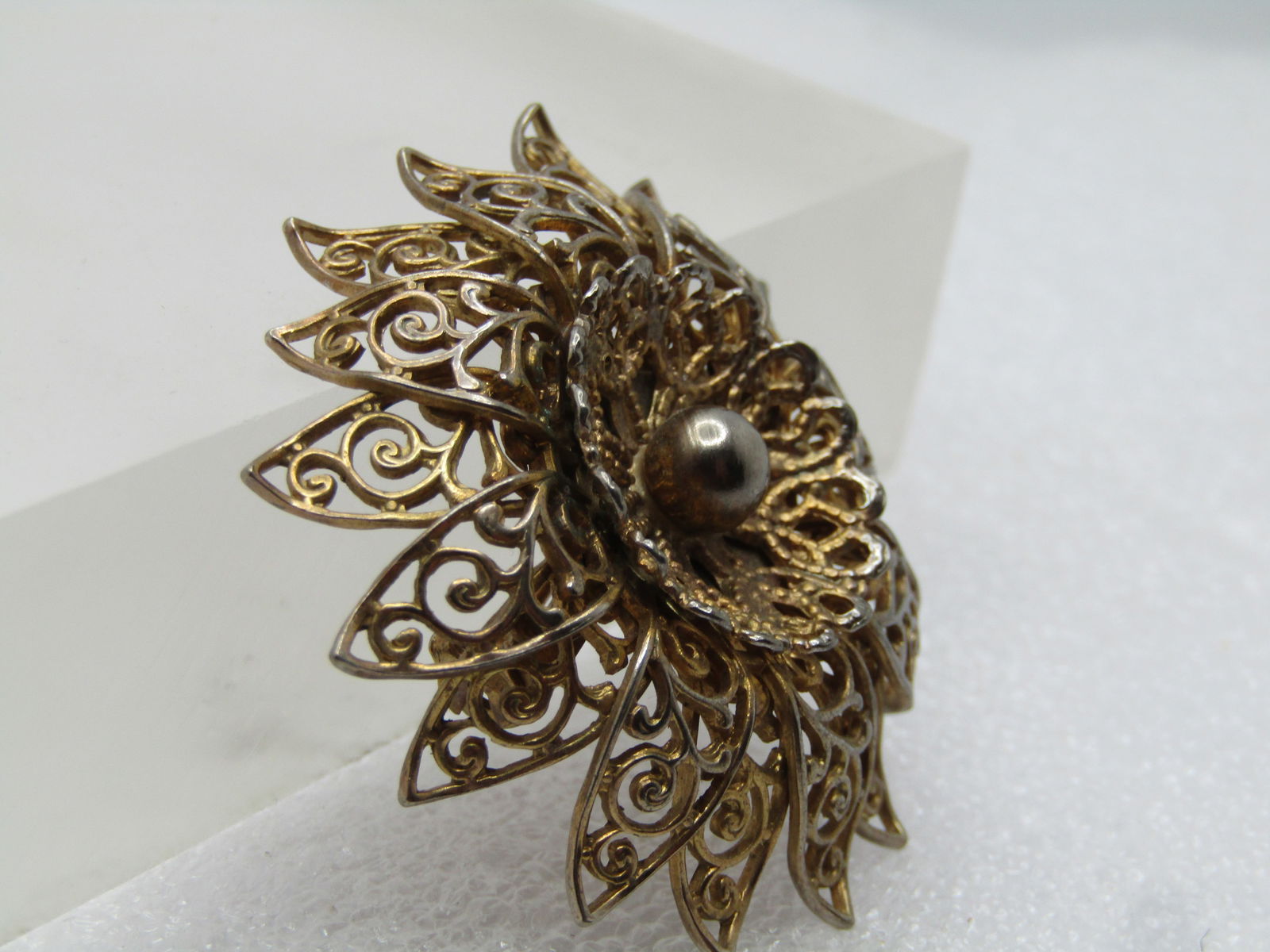 Vintage Floral and AB Rhinestone Drop Brooch, 1928 NOC - 3