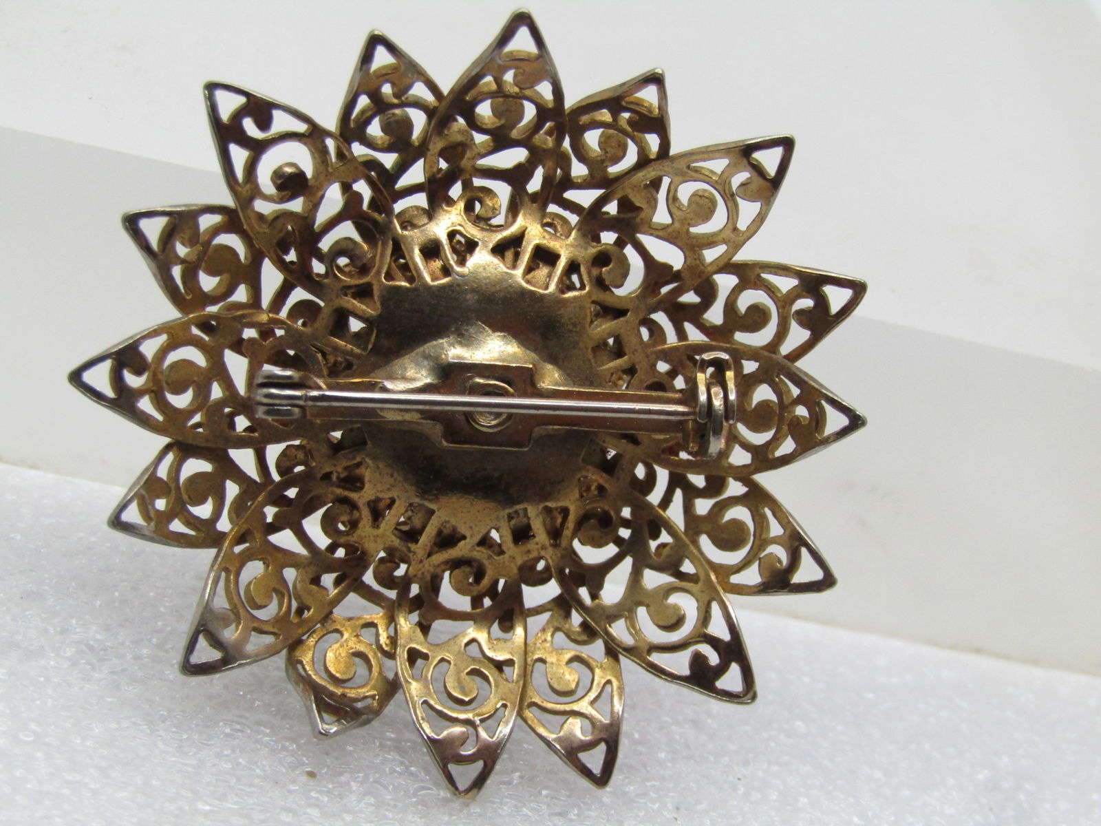 Vintage Floral and AB Rhinestone Drop Brooch, 1928 NOC - 4