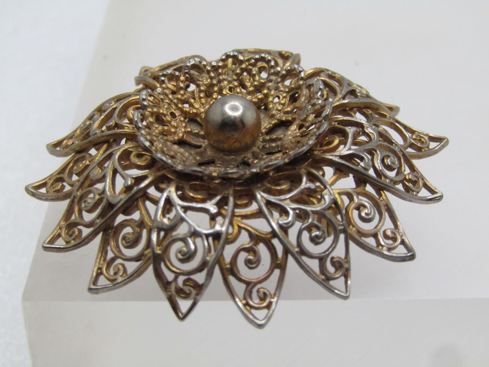 Vintage Floral and AB Rhinestone Drop Brooch, 1928 NOC - 5