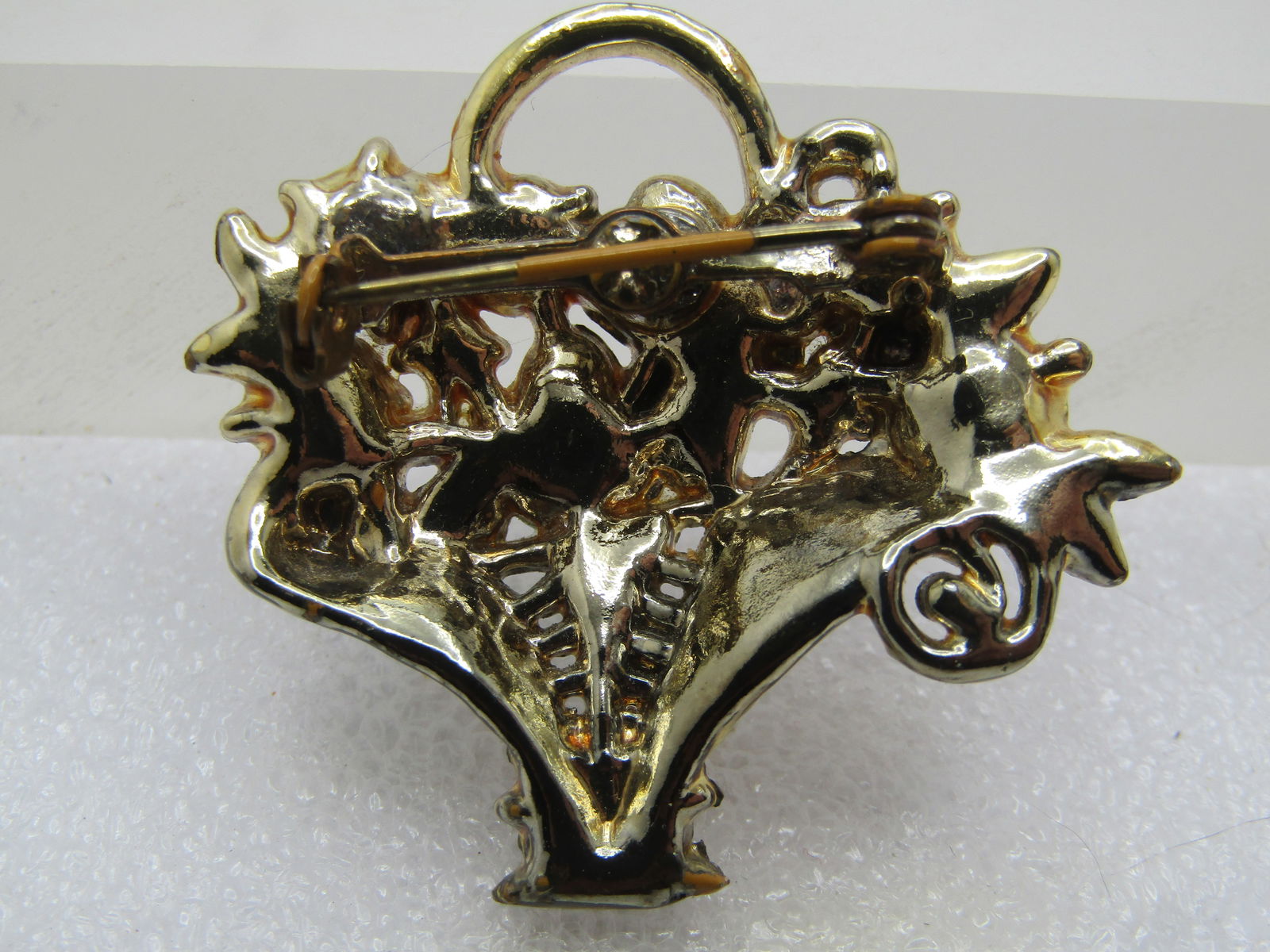 Vintage Rhinestone Floral Basket Brooch, 1950's-1960's - 4