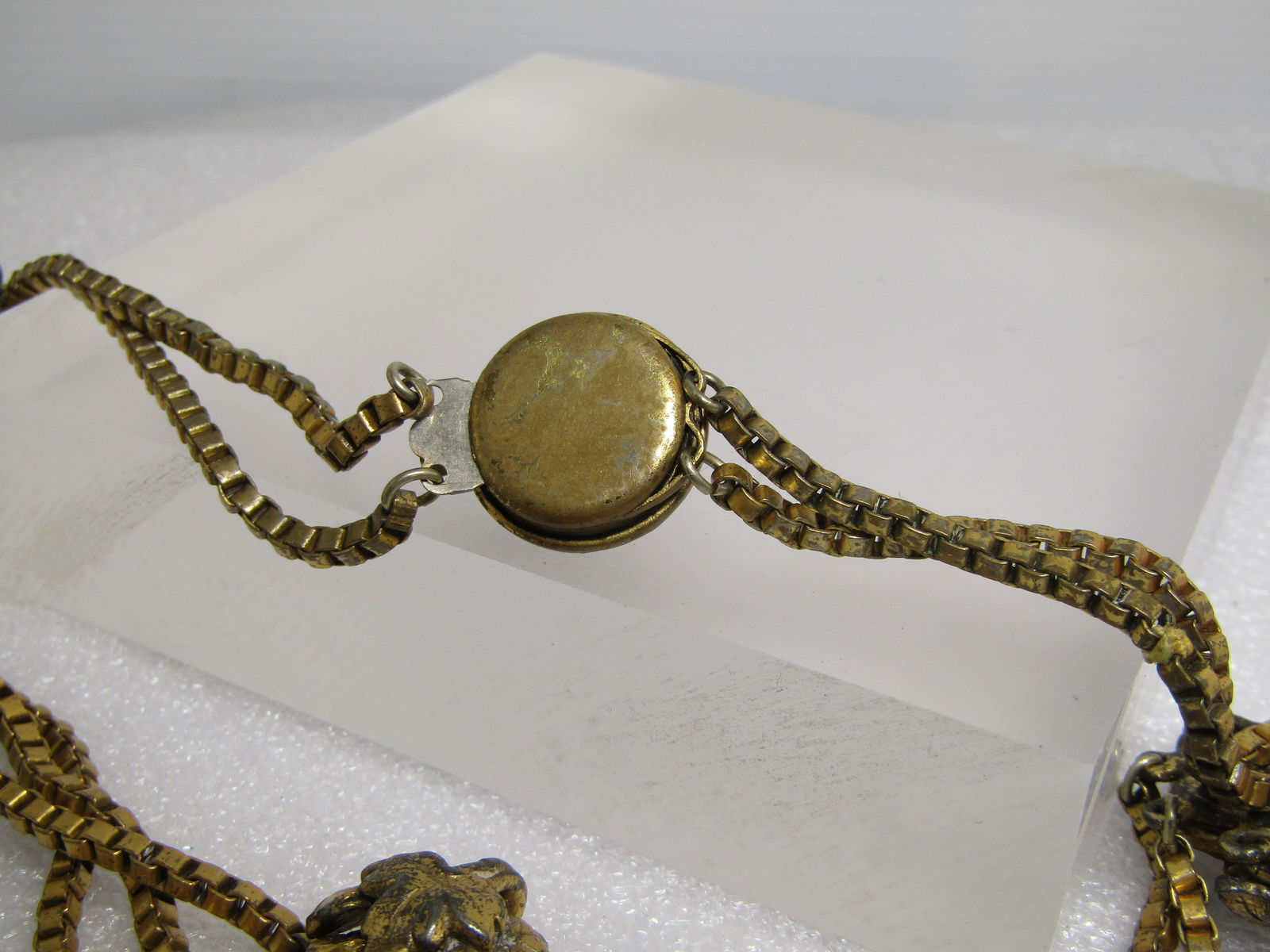 Vintage Triple Strand Cherub Pendant & Grape Cluster Necklace, Retro Perid, 1930's-1940's, 16" - 8