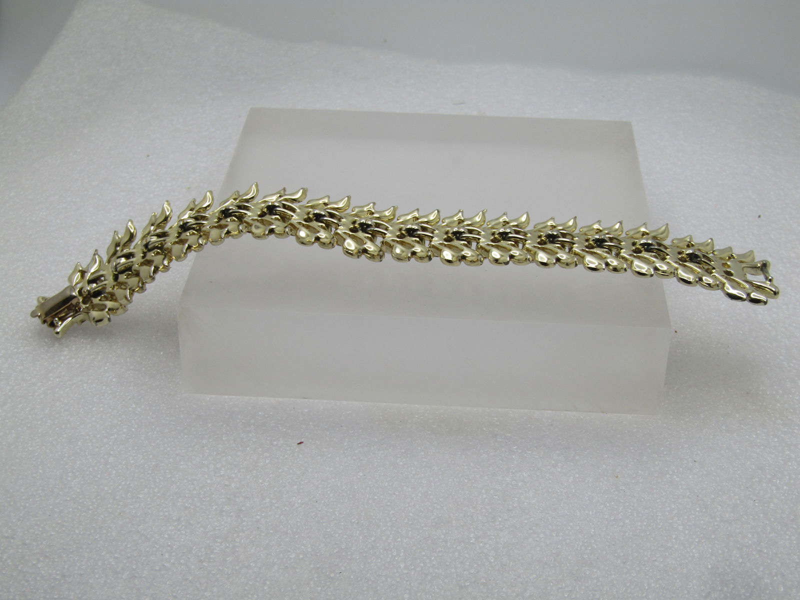 Vintage Coro White Rhinestone & Leaf Bracelet, 7.25", 1950's-1960's - 7