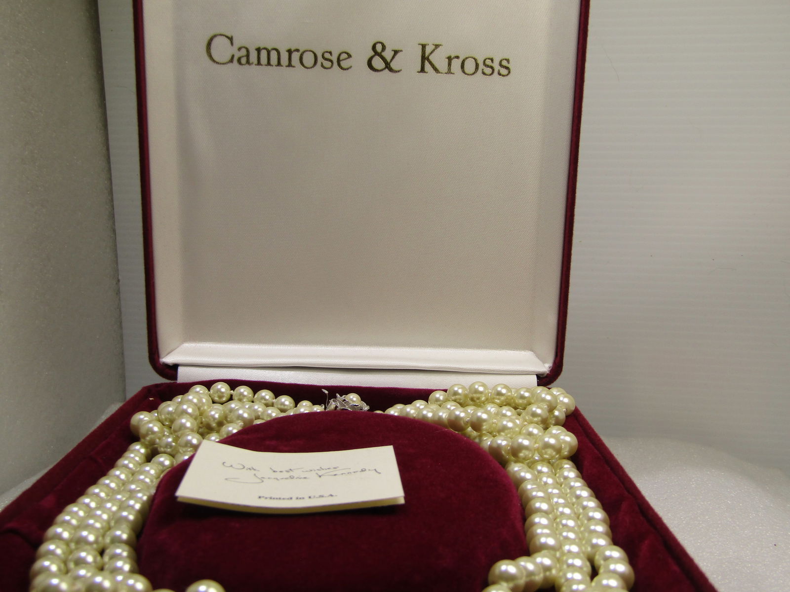 JBK Camrose & Kross Pearl Necklace, Triple Strand, Blossom with Pearl Box Clasp, 28", 30", and 32" - 7