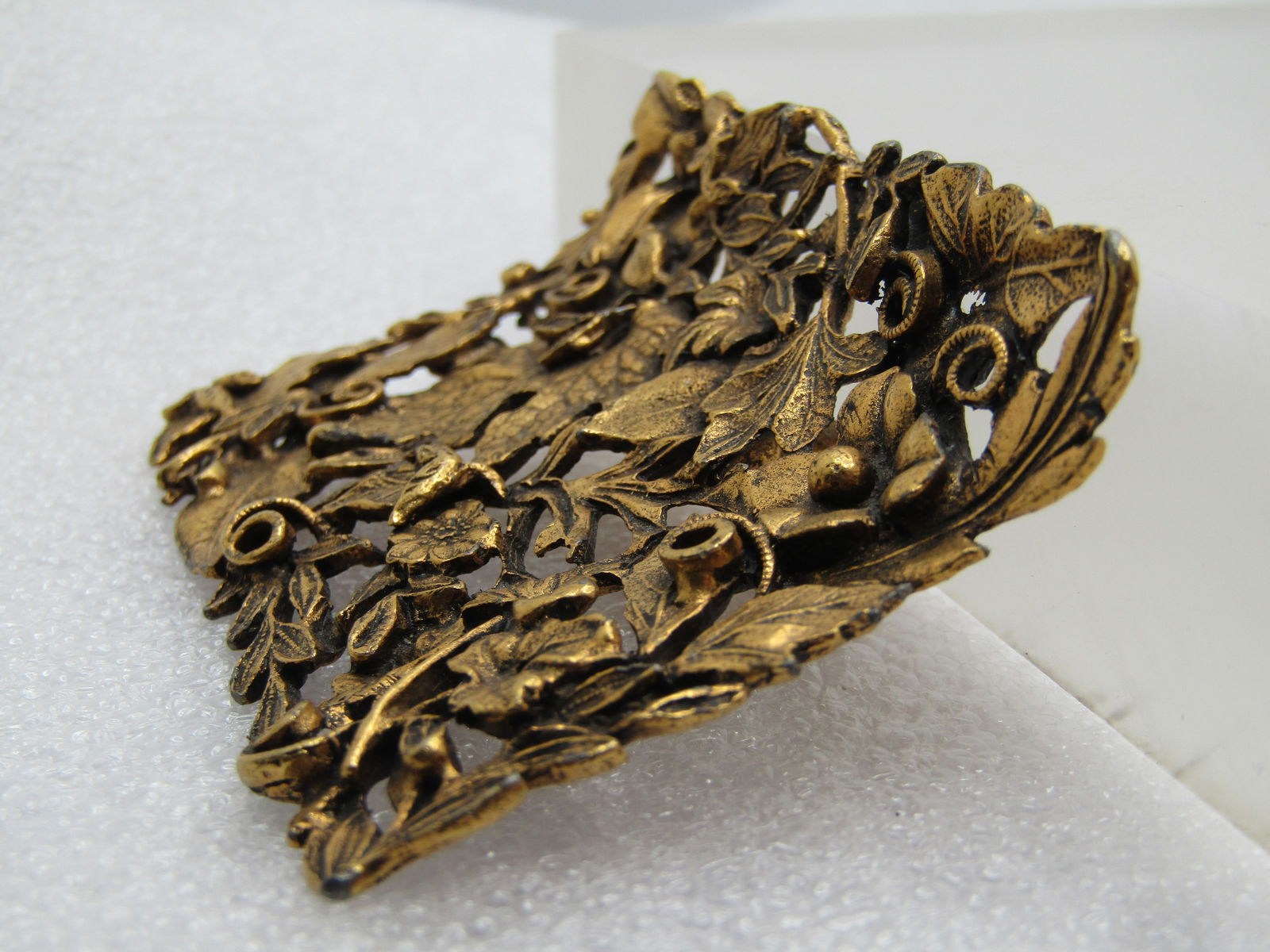 Vintage Floral & Leaf Shoe Buckle, Rectangular, Single Buckle, Signed MUSI, 1950's-1970's - 2