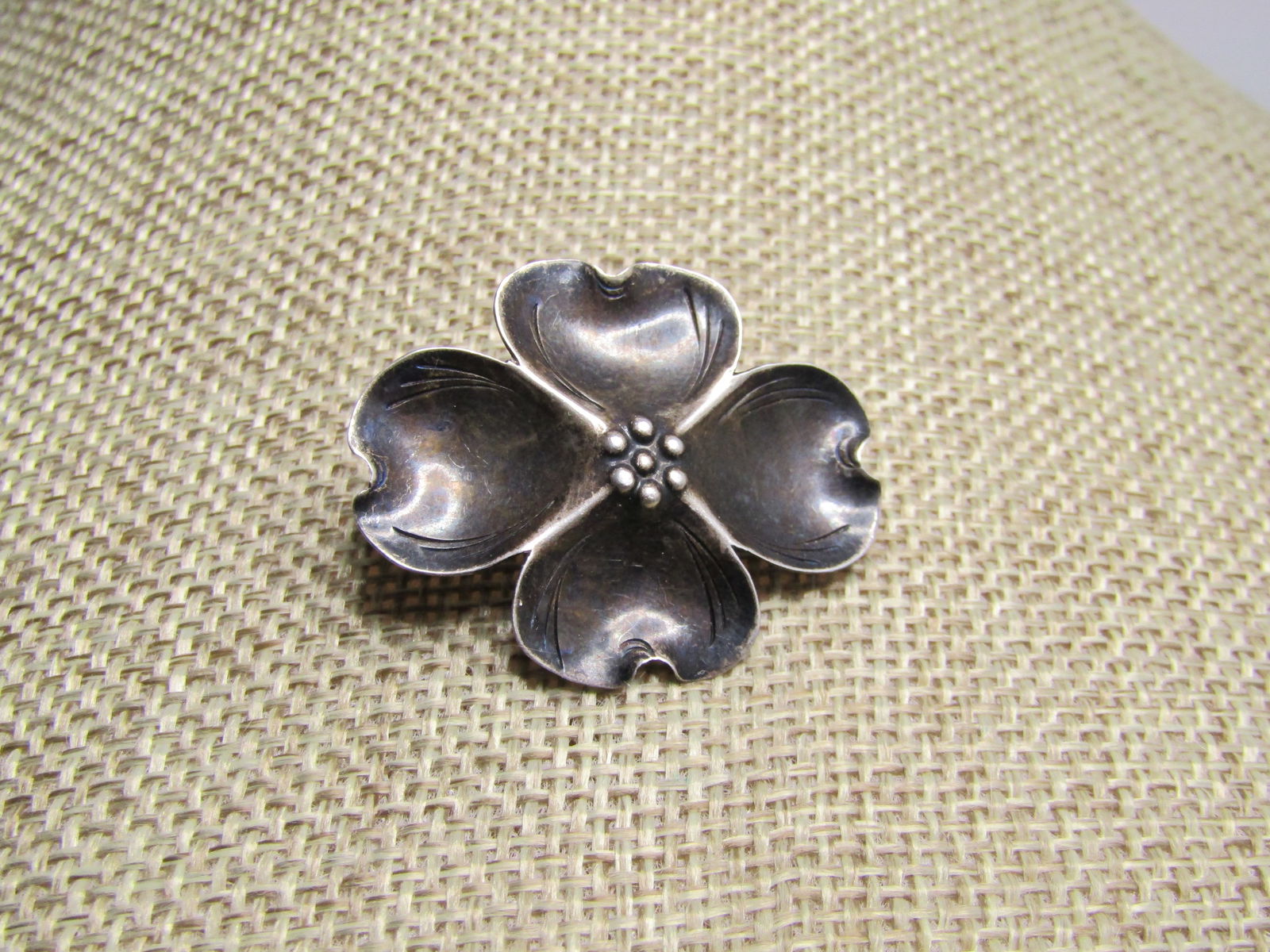Vintage Sterling Dogwood Brooch, Signed Stuart Nye, 1930's-1950's - 2