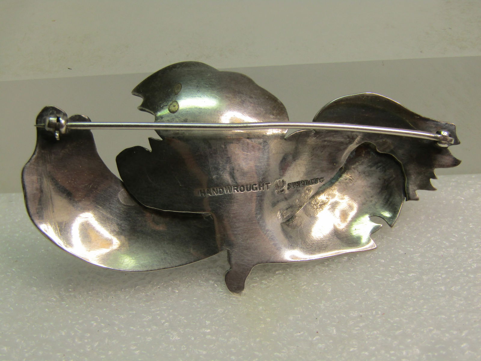 Vintage Sterling Floral Brooch, Handwrought, Signed, 1940's-1960's - 4