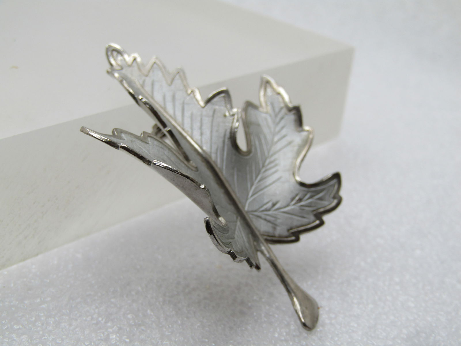 Vintage Silver tone Maple Leaf Brooch, 1960's-1970's - 3