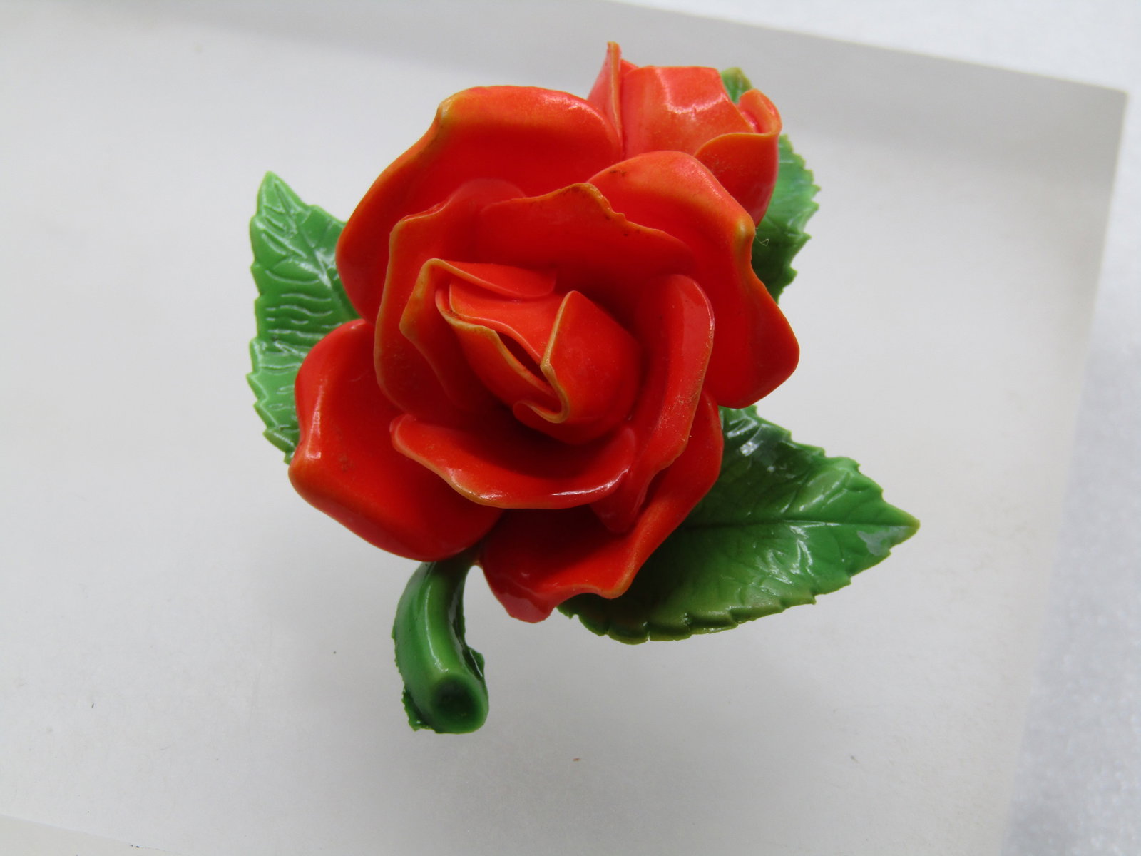Vintage Orange Rose 3-D Brooch, 1960's - 3