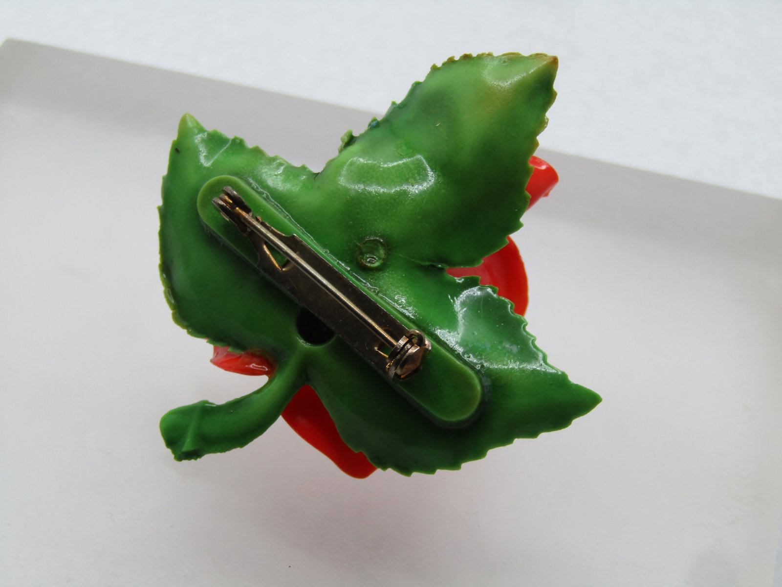 Vintage Orange Rose 3-D Brooch, 1960's - 4