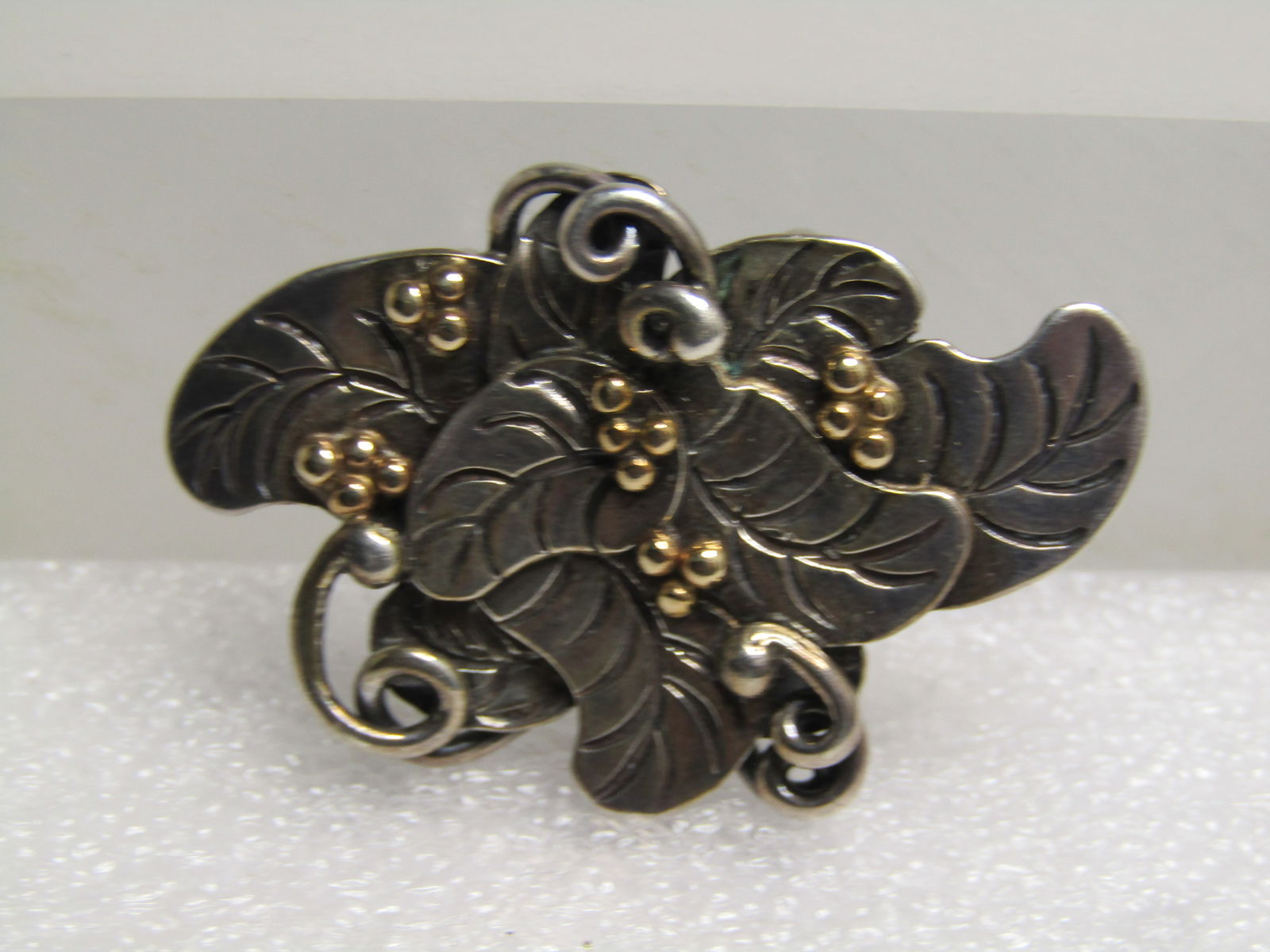 Vintage Sterling Leaf Cluster Slide Pendant, Hand Made, 1980's-1990's - 3