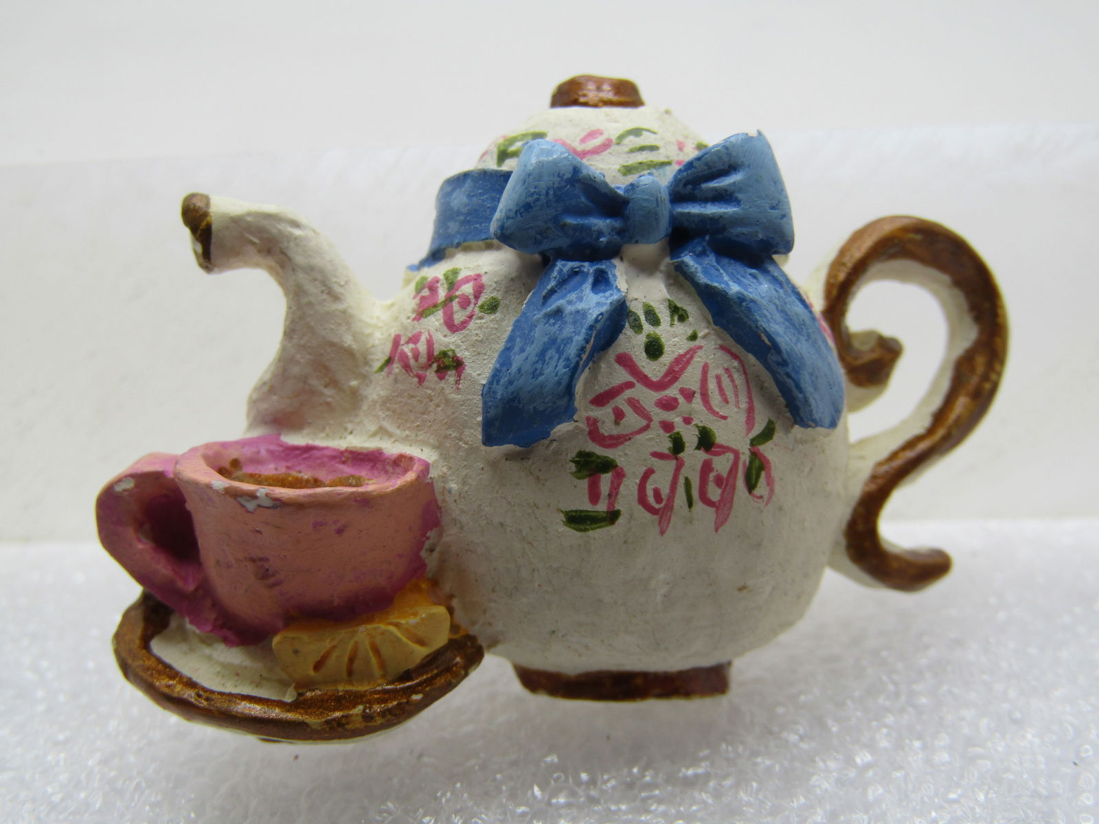 Vintage Painted Teapot & Cup Tack Pin, 1980's