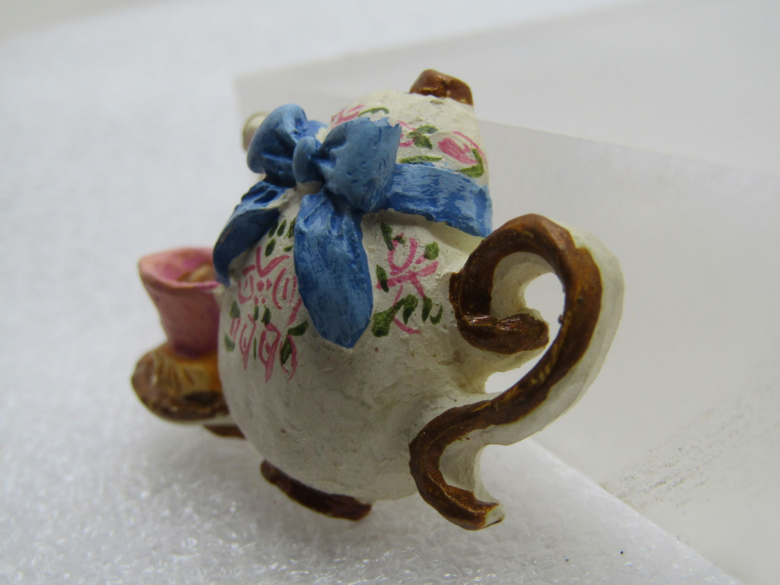 Vintage Painted Teapot & Cup Tack Pin, 1980's - 2