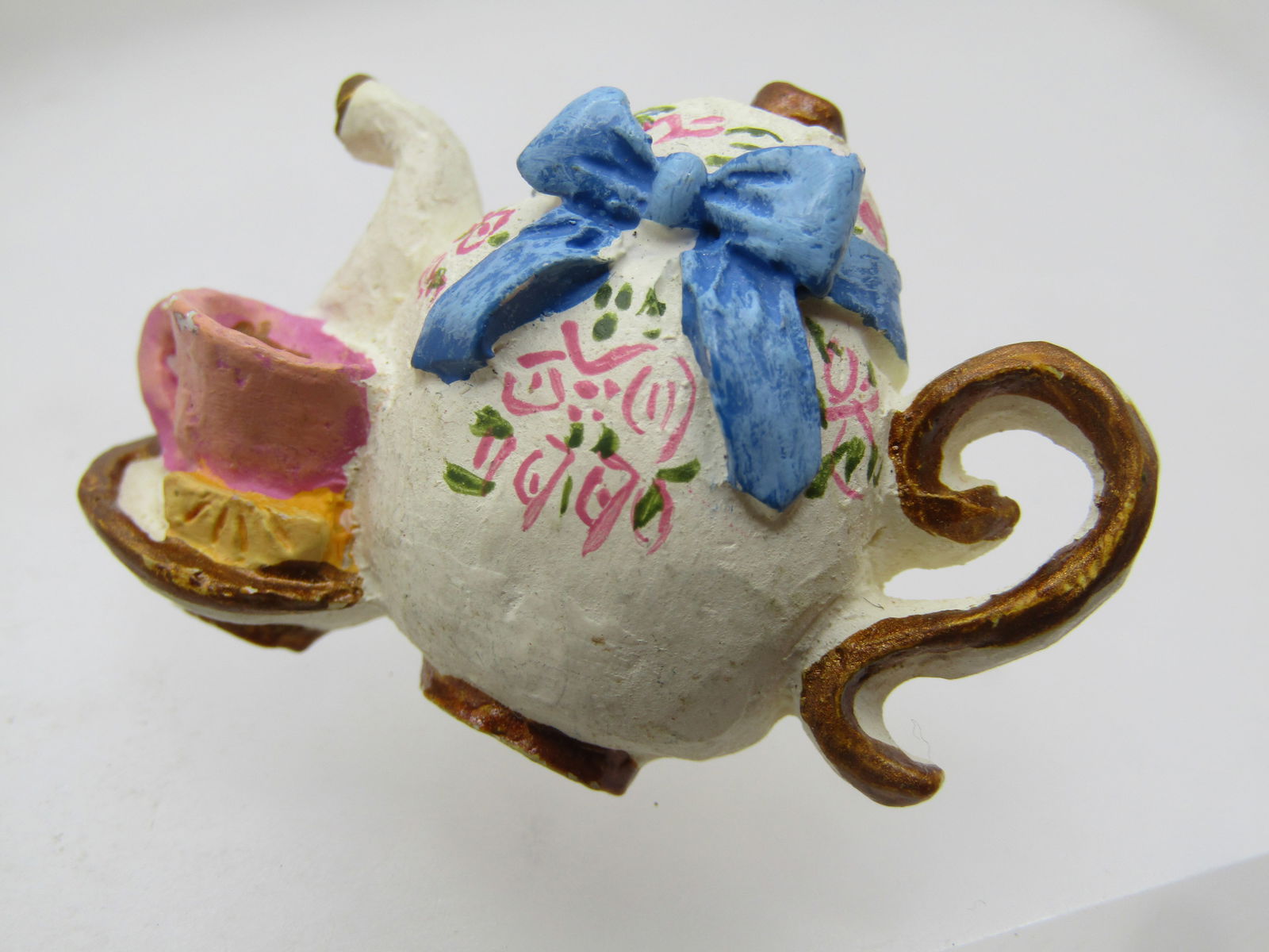 Vintage Painted Teapot & Cup Tack Pin, 1980's - 6