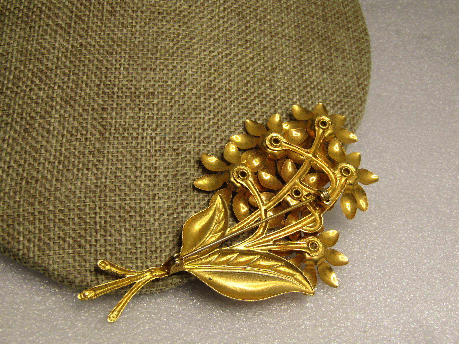 Vintage Yellow Tall Flower Stem Brooch, 10kt Filled or Plated, 1940's - 4