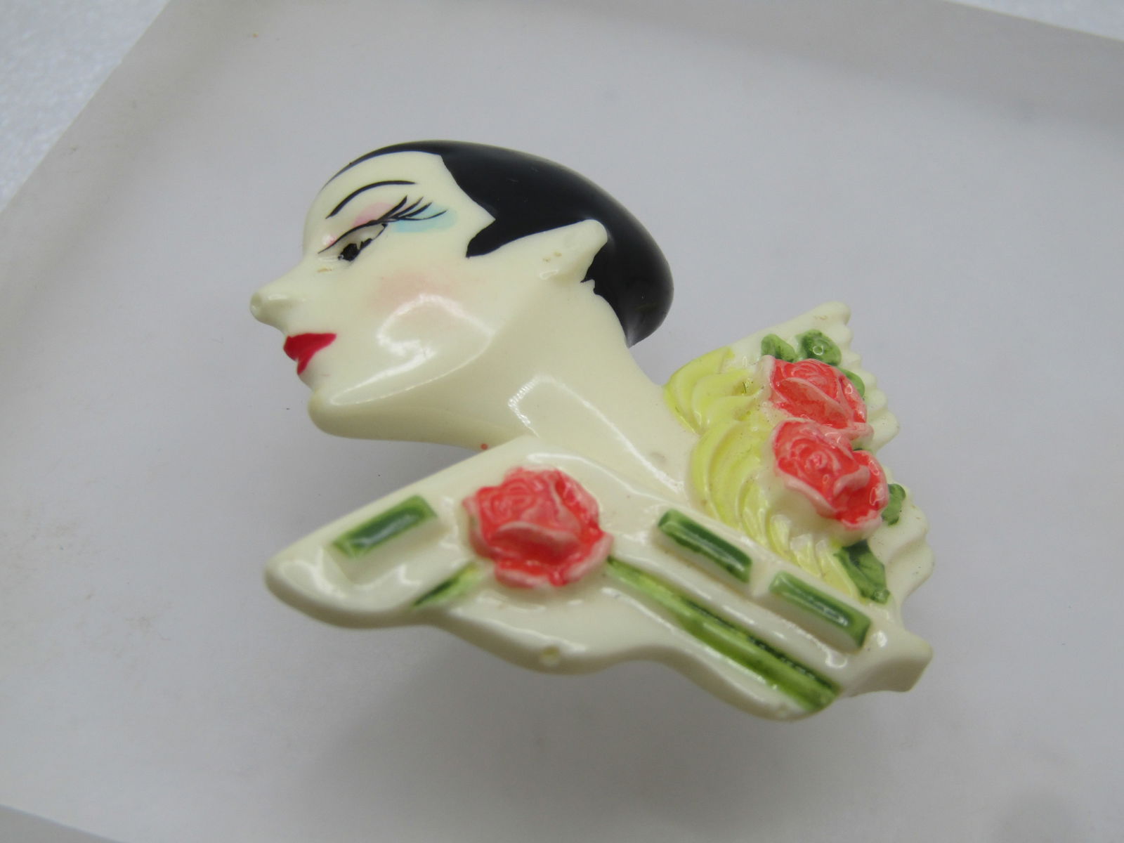 Vintage Art Deco/Flapper Brooch, with Flowers, 1960's-1970's - 5