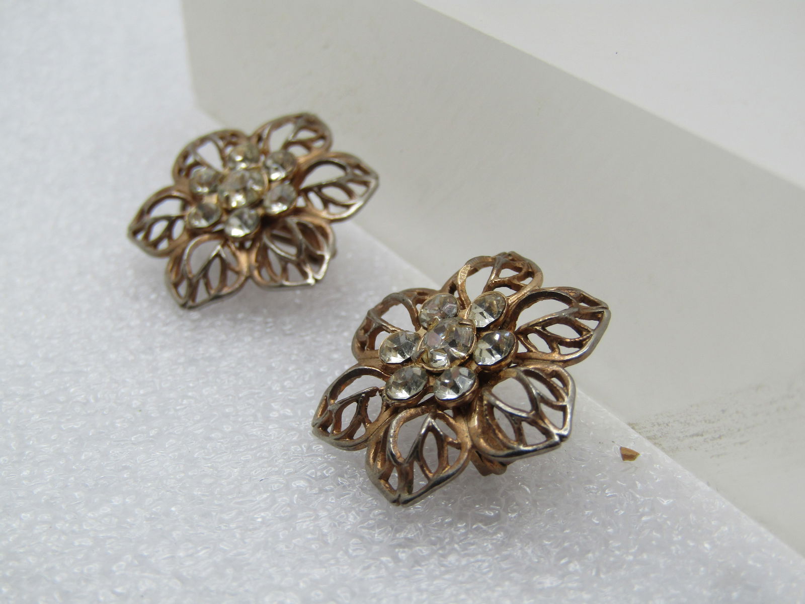 Vintage Pair Rhinestone Blossom Scatter Pins, 1940's-1950's - 3