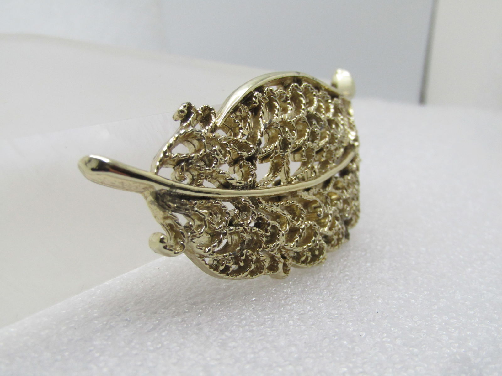 Vintage Long Filigree Leaf Brooch, 1960's-1970's - 3