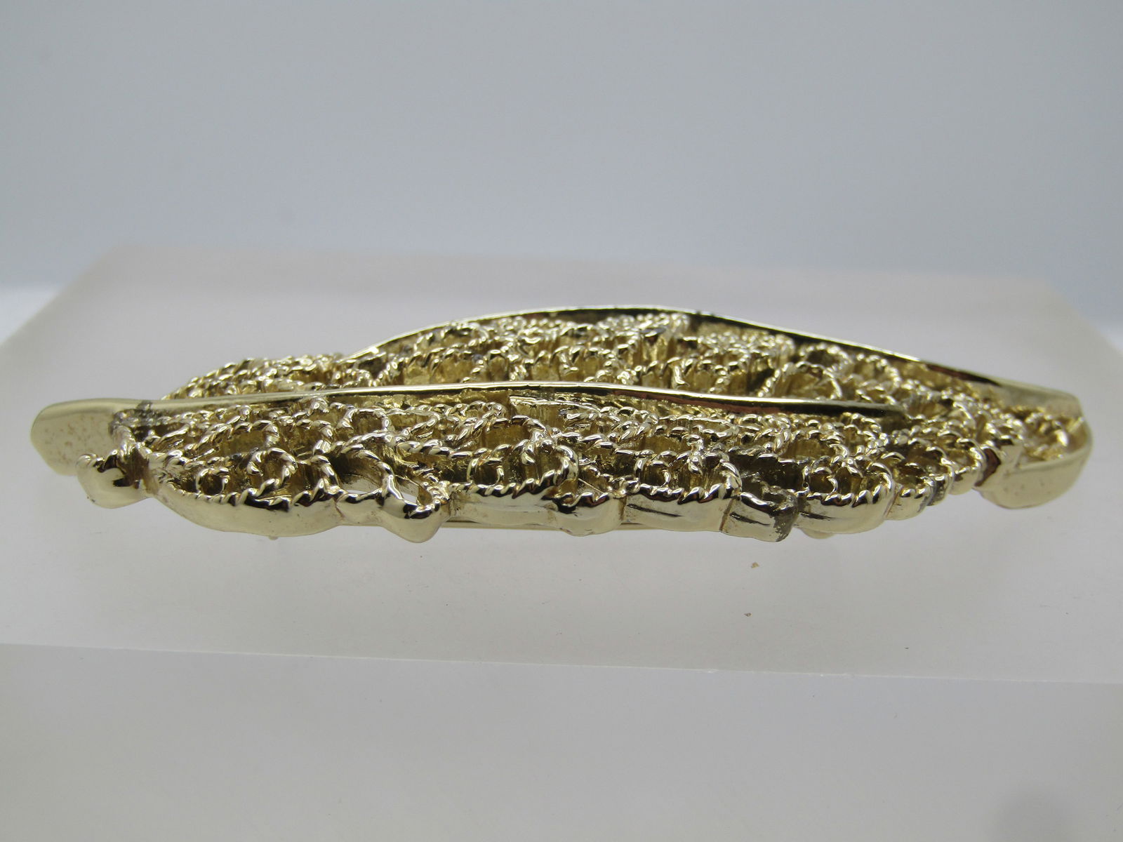Vintage Long Filigree Leaf Brooch, 1960's-1970's - 5
