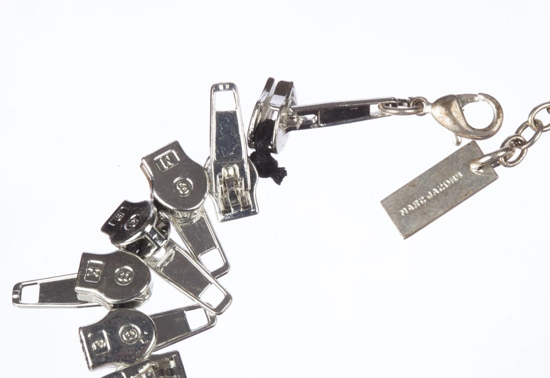 Fun Unique Marc Jacobs Silver Tone Statement Punk Zipper Punk Necklace - 5