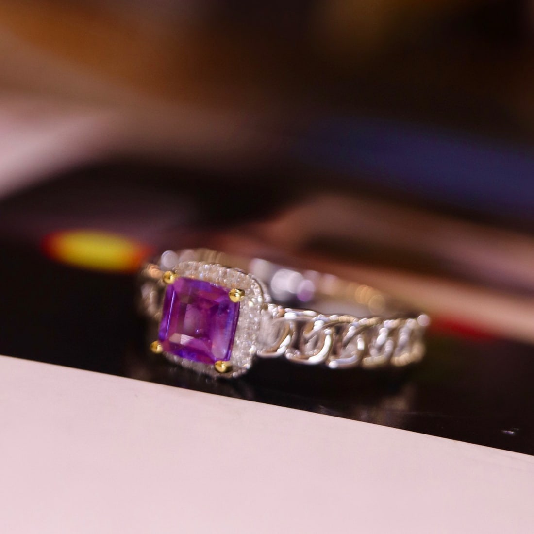 14K GOLD 0.91 CTW NATURAL SAPPHIRE & DIAMOND RING - 7