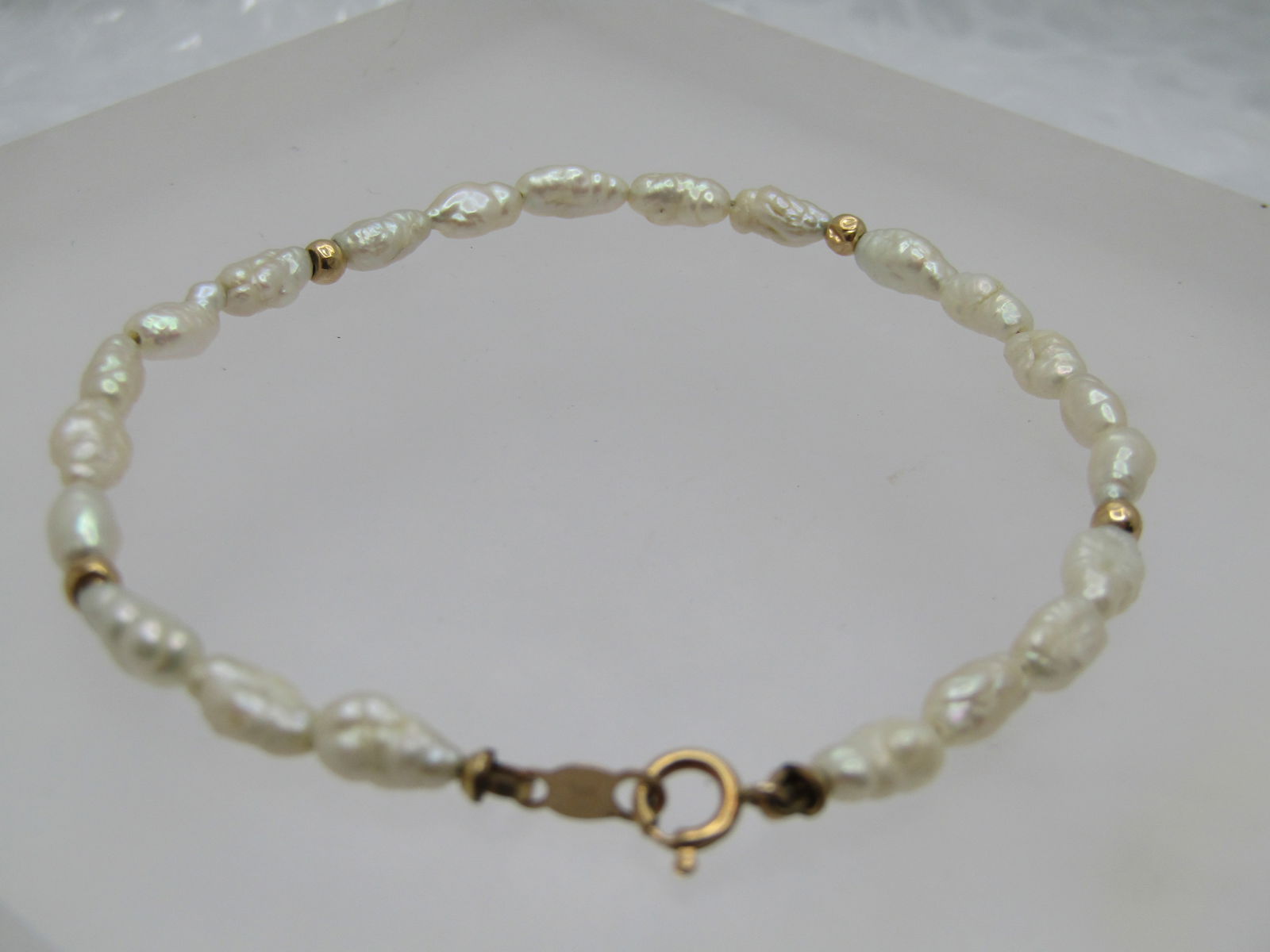 Vintage 14kt Amethyst & Freshwater Pearl Bracelet, 7.25" - 2