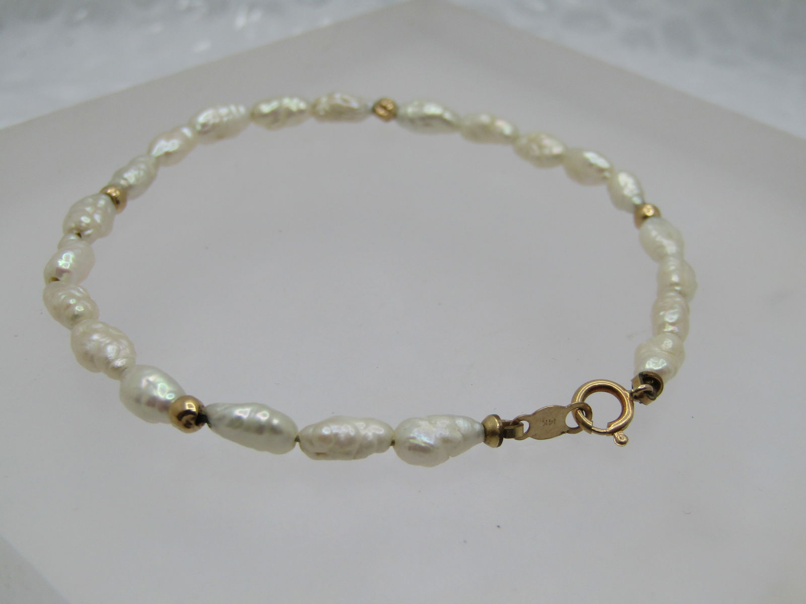 Vintage 14kt Amethyst & Freshwater Pearl Bracelet, 7.25" - 3