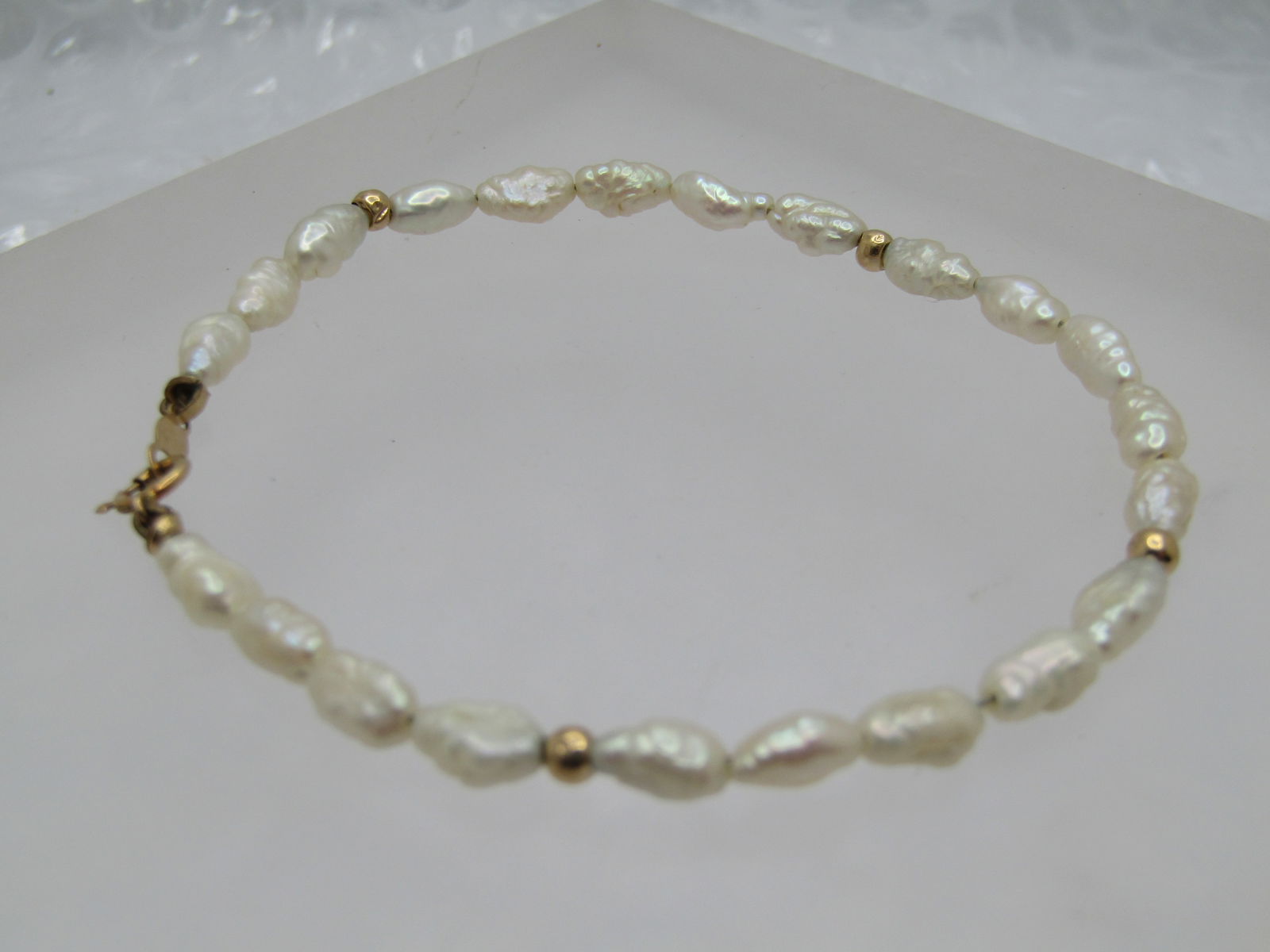 Vintage 14kt Amethyst & Freshwater Pearl Bracelet, 7.25" - 4