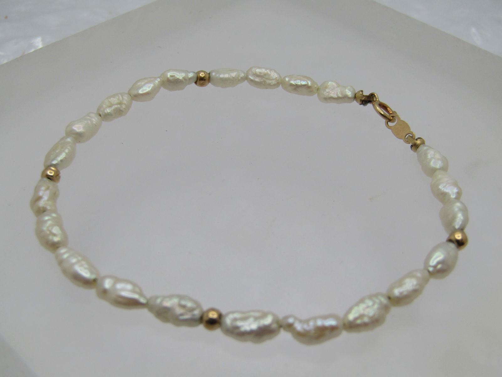 Vintage 14kt Amethyst & Freshwater Pearl Bracelet, 7.25" - 5