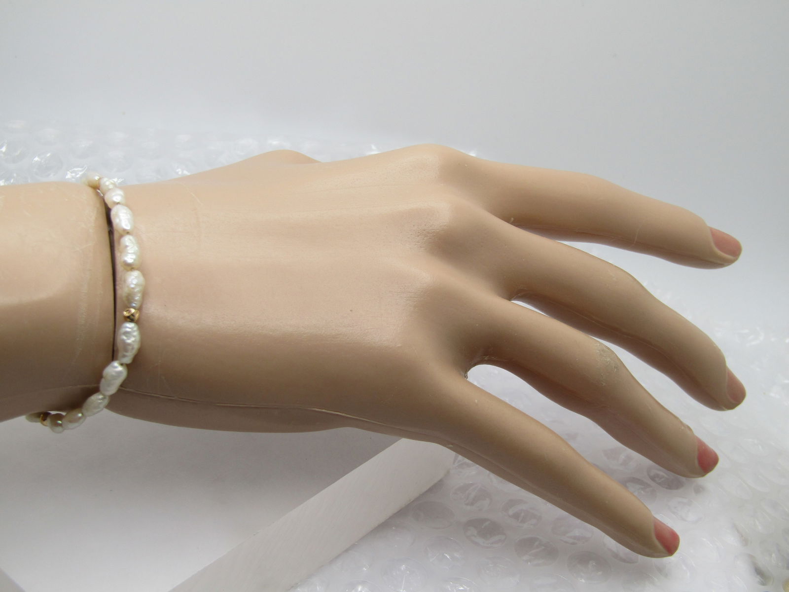 Vintage 14kt Amethyst & Freshwater Pearl Bracelet, 7.25" - 6